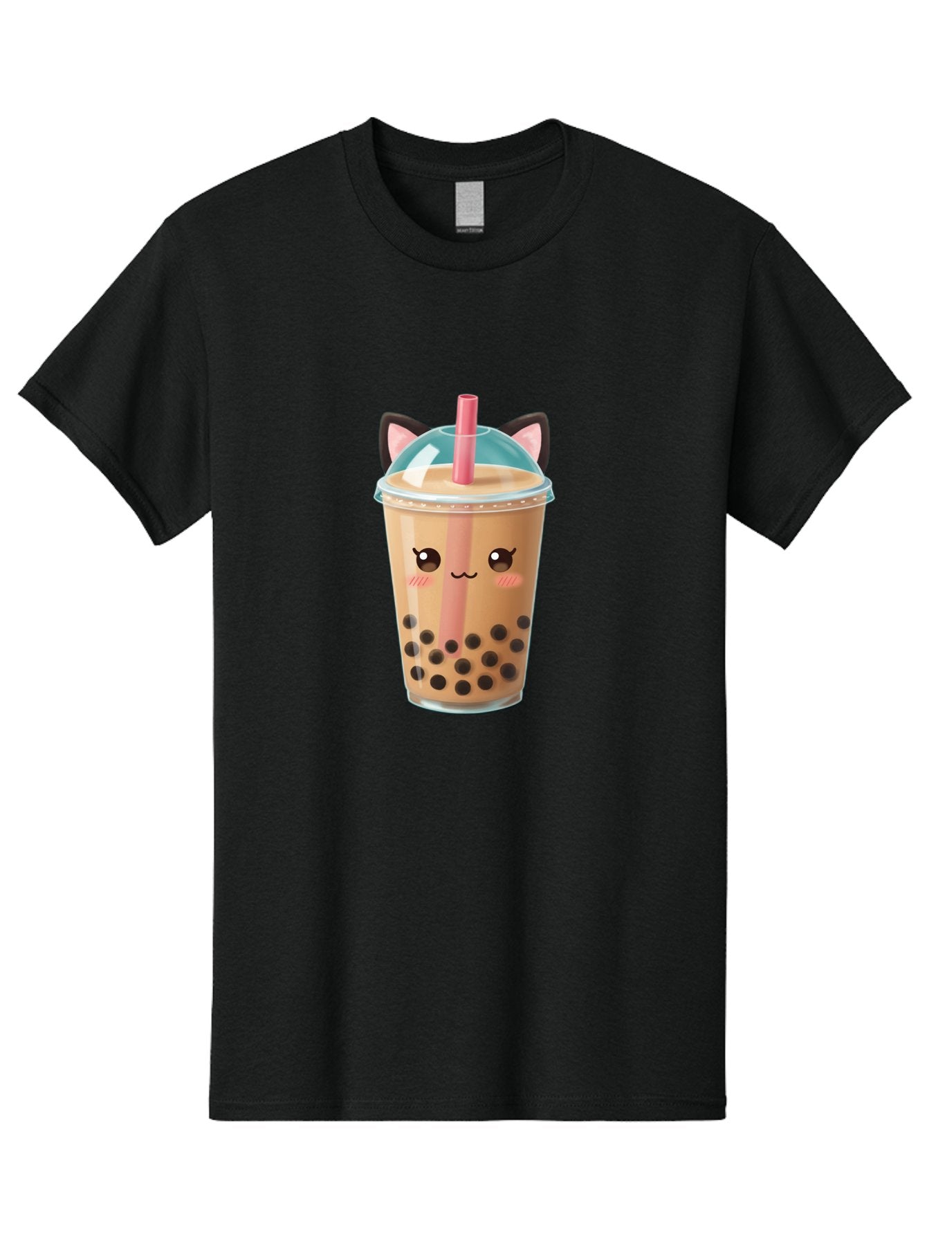 Cat-Bubble-Tea-2 Men'S Graphic Tee, 100% Cotton, Comfortable Casual Summer Wear, Machine Washable, Cute Cat Bubble Tea, Boba Tea With Cat Face, Cartoon Bubble Tea, Kawaii Drink, Adorable Beverage, Cat Ears, Bubble Tea Cup Bac796 12