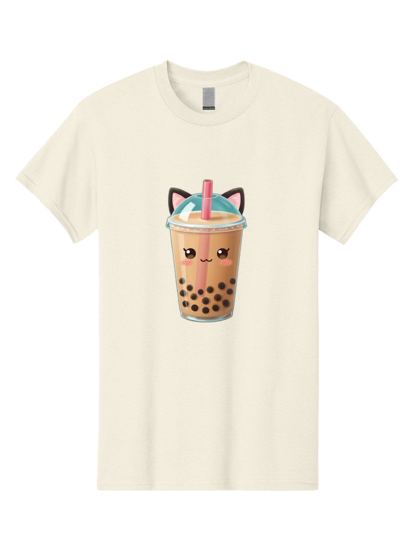 Cat-Bubble-Tea-2 Men'S Graphic Tee, 100% Cotton, Comfortable Casual Summer Wear, Machine Washable, Cute Cat Bubble Tea, Boba Tea With Cat Face, Cartoon Bubble Tea, Kawaii Drink, Adorable Beverage, Cat Ears, Bubble Tea Cup Bac796 11