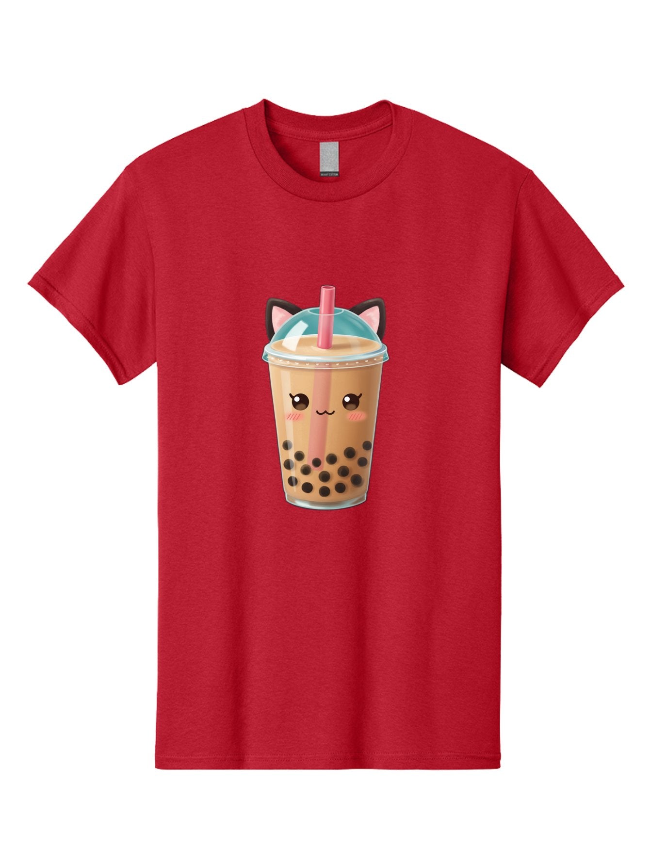 Cat-Bubble-Tea-2 Men'S Graphic Tee, 100% Cotton, Comfortable Casual Summer Wear, Machine Washable, Cute Cat Bubble Tea, Boba Tea With Cat Face, Cartoon Bubble Tea, Kawaii Drink, Adorable Beverage, Cat Ears, Bubble Tea Cup Bac796 10