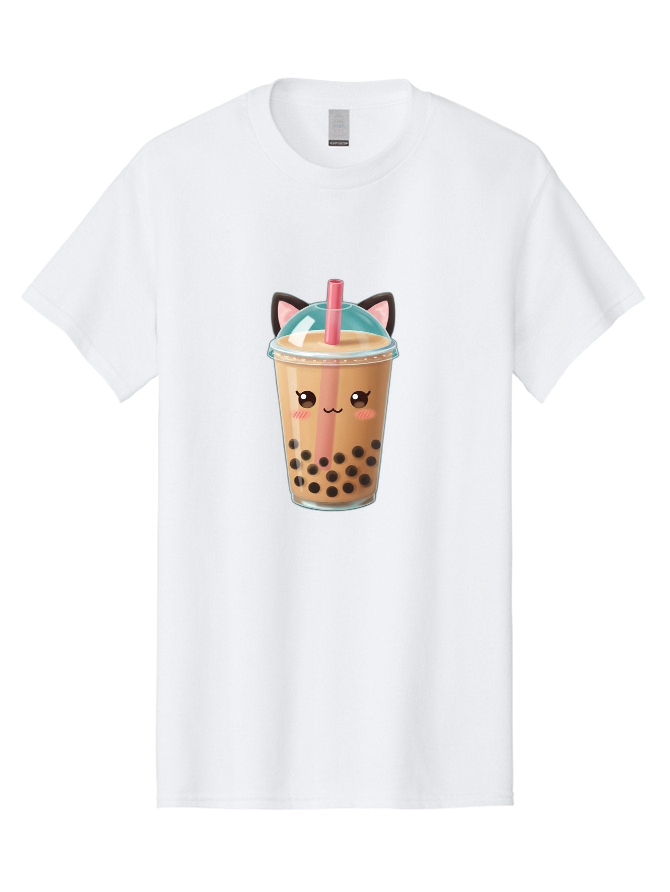 Cat-Bubble-Tea-2 Men'S Graphic Tee, 100% Cotton, Comfortable Casual Summer Wear, Machine Washable, Cute Cat Bubble Tea, Boba Tea With Cat Face, Cartoon Bubble Tea, Kawaii Drink, Adorable Beverage, Cat Ears, Bubble Tea Cup Bac796 15