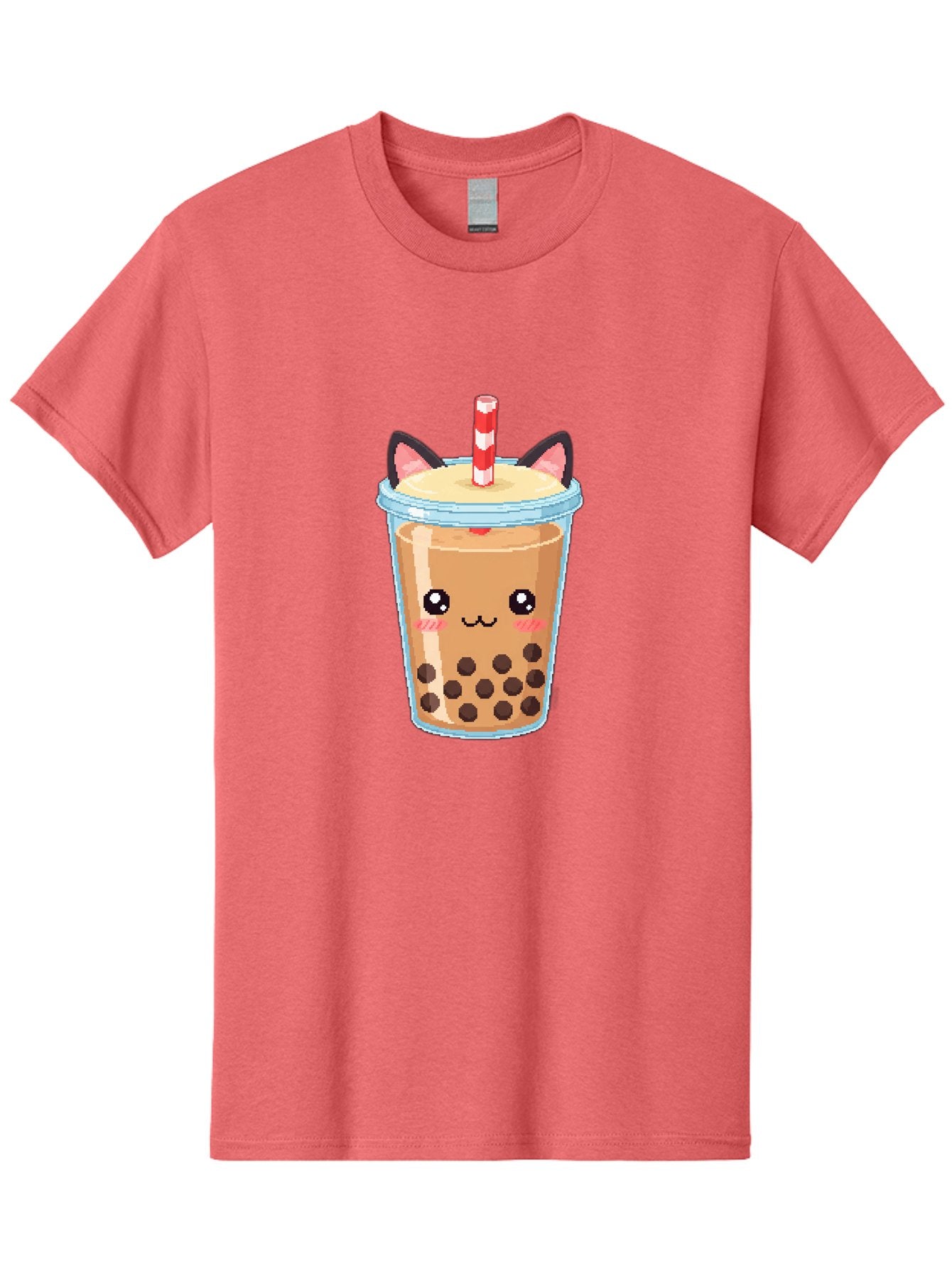 Cat-Bubble-Tea-3 Men'S Graphic Tee, 100% Cotton, Comfortable Casual Summer Wear, Machine Washable, Kawaii Bubble Tea, Cat Face Design, Boba Drink, Cute Illustration, Milk Tea, Cartoon Character, Adorable Beverage Bac797 14
