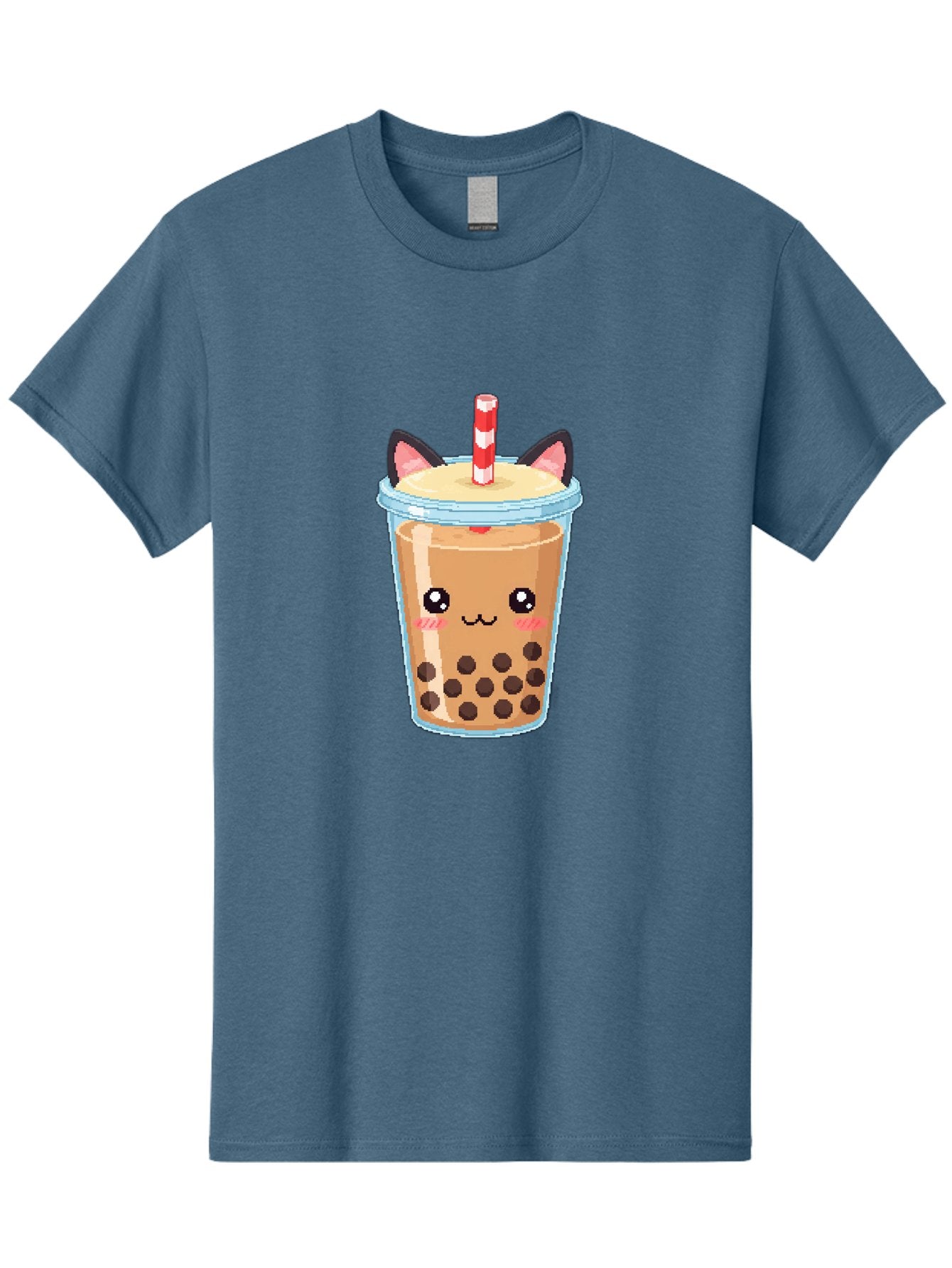Cat-Bubble-Tea-3 Men'S Graphic Tee, 100% Cotton, Comfortable Casual Summer Wear, Machine Washable, Kawaii Bubble Tea, Cat Face Design, Boba Drink, Cute Illustration, Milk Tea, Cartoon Character, Adorable Beverage Bac797 10