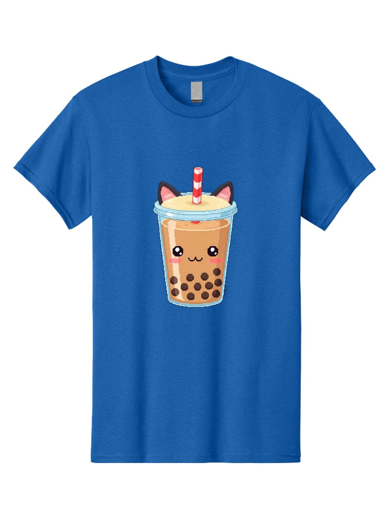 Cat-Bubble-Tea-3 Men'S Graphic Tee, 100% Cotton, Comfortable Casual Summer Wear, Machine Washable, Kawaii Bubble Tea, Cat Face Design, Boba Drink, Cute Illustration, Milk Tea, Cartoon Character, Adorable Beverage Bac797 9