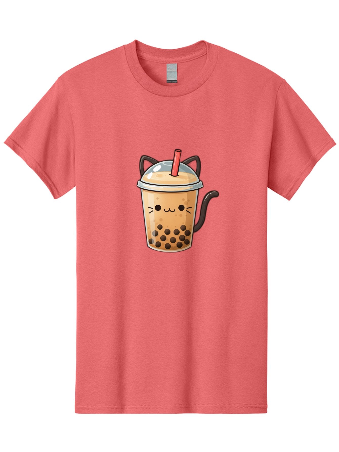 Cat-Bubble-Tea Men'S Graphic Tee, 100% Cotton, Comfortable Casual Summer Wear, Machine Washable, Boba Tea, Bubble Tea, Kawaii Cat, Cute Cat Face, Milk Tea, Tapioca Pearls, Adorable Design, Cartoon Style, Cat Ears, Straw, Bac798 13