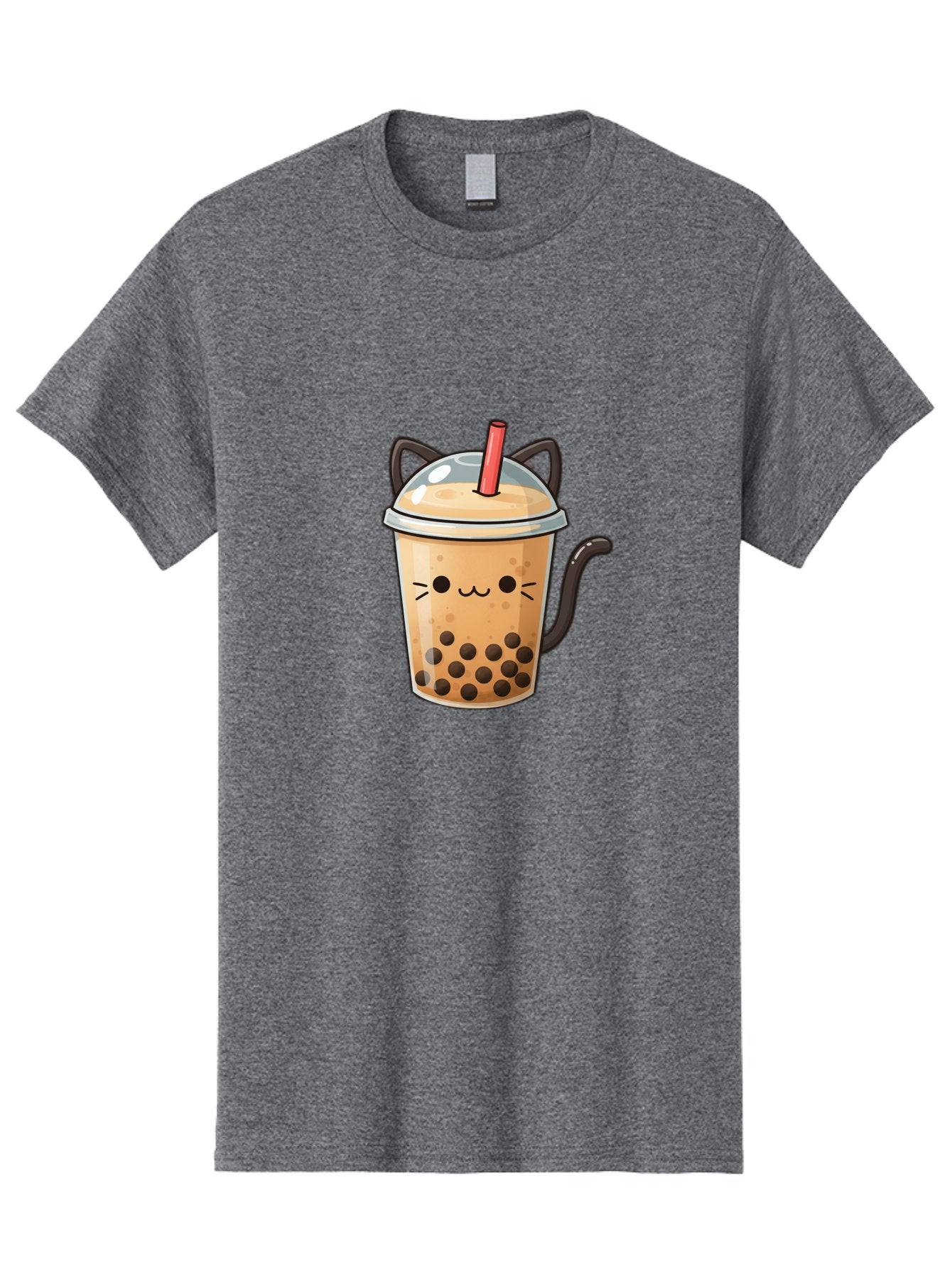 Cat-Bubble-Tea Men'S Graphic Tee, 100% Cotton, Comfortable Casual Summer Wear, Machine Washable, Boba Tea, Bubble Tea, Kawaii Cat, Cute Cat Face, Milk Tea, Tapioca Pearls, Adorable Design, Cartoon Style, Cat Ears, Straw, Bac798 4