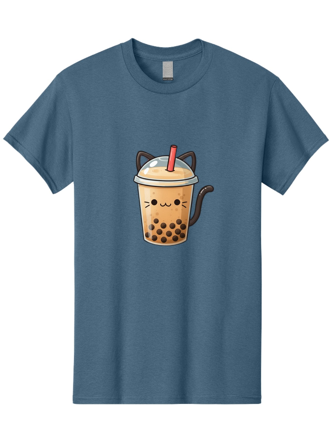 Cat-Bubble-Tea Men'S Graphic Tee, 100% Cotton, Comfortable Casual Summer Wear, Machine Washable, Boba Tea, Bubble Tea, Kawaii Cat, Cute Cat Face, Milk Tea, Tapioca Pearls, Adorable Design, Cartoon Style, Cat Ears, Straw, Bac798 7