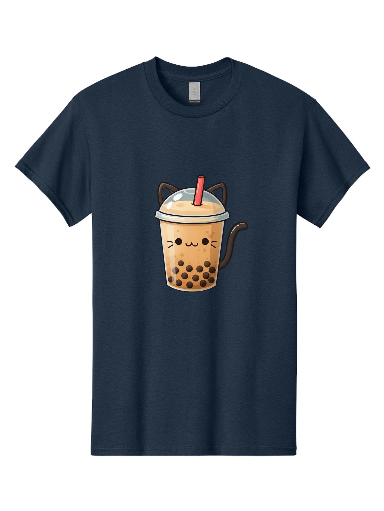 Cat-Bubble-Tea Men'S Graphic Tee, 100% Cotton, Comfortable Casual Summer Wear, Machine Washable, Boba Tea, Bubble Tea, Kawaii Cat, Cute Cat Face, Milk Tea, Tapioca Pearls, Adorable Design, Cartoon Style, Cat Ears, Straw, Bac798 3