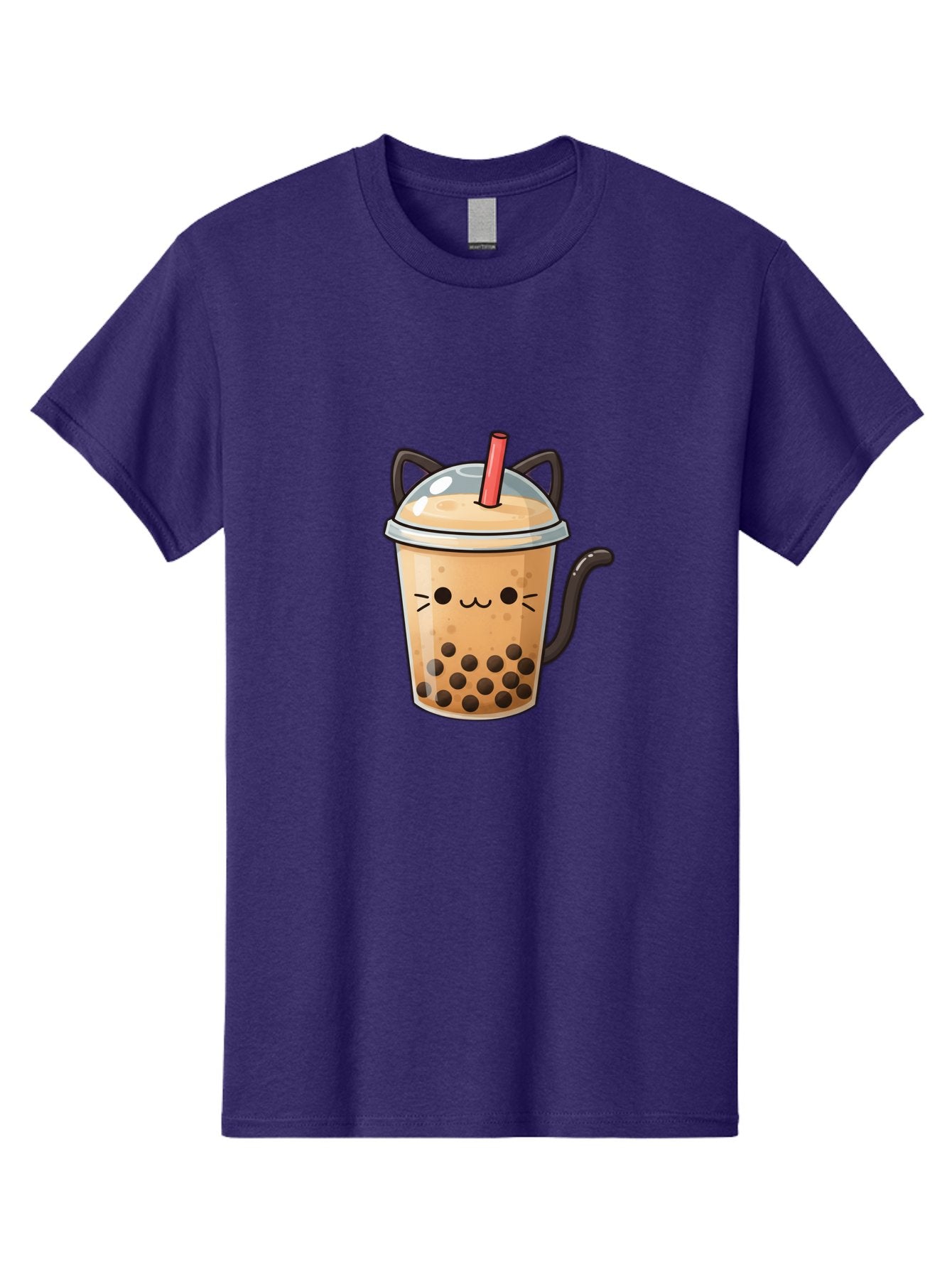Cat-Bubble-Tea Men'S Graphic Tee, 100% Cotton, Comfortable Casual Summer Wear, Machine Washable, Boba Tea, Bubble Tea, Kawaii Cat, Cute Cat Face, Milk Tea, Tapioca Pearls, Adorable Design, Cartoon Style, Cat Ears, Straw, Bac798 8