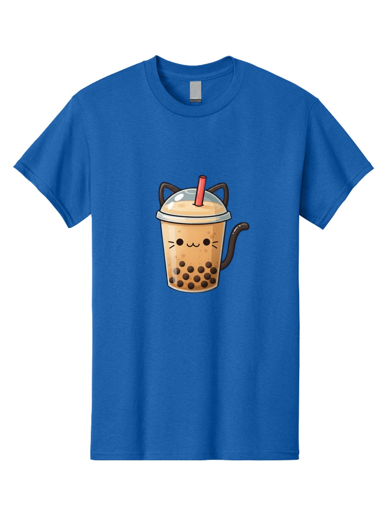 Cat-Bubble-Tea Men'S Graphic Tee, 100% Cotton, Comfortable Casual Summer Wear, Machine Washable, Boba Tea, Bubble Tea, Kawaii Cat, Cute Cat Face, Milk Tea, Tapioca Pearls, Adorable Design, Cartoon Style, Cat Ears, Straw, Bac798