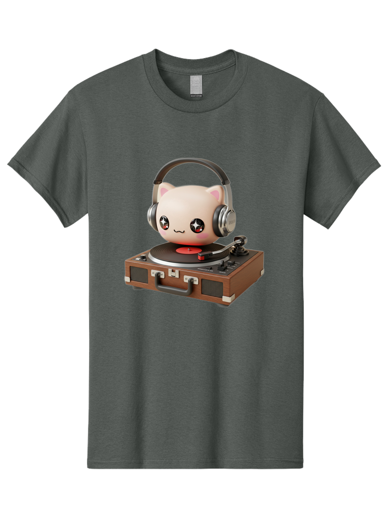 Cat-Headphones-Dj Men'S Graphic Tee, 100% Cotton, Comfortable Casual Summer Wear, Machine Washable, Cute Cat Head, Record Player, Vinyl Record, Headphones, Music Lover, Dj Cat, Retro Style, Nostalgic Vibe, Kawaii Culture, Cartoon Character Bac800 13