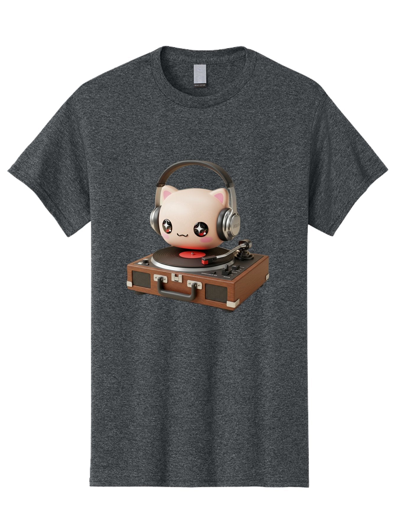 Cat-Headphones-Dj Men'S Graphic Tee, 100% Cotton, Comfortable Casual Summer Wear, Machine Washable, Cute Cat Head, Record Player, Vinyl Record, Headphones, Music Lover, Dj Cat, Retro Style, Nostalgic Vibe, Kawaii Culture, Cartoon Character Bac800 14