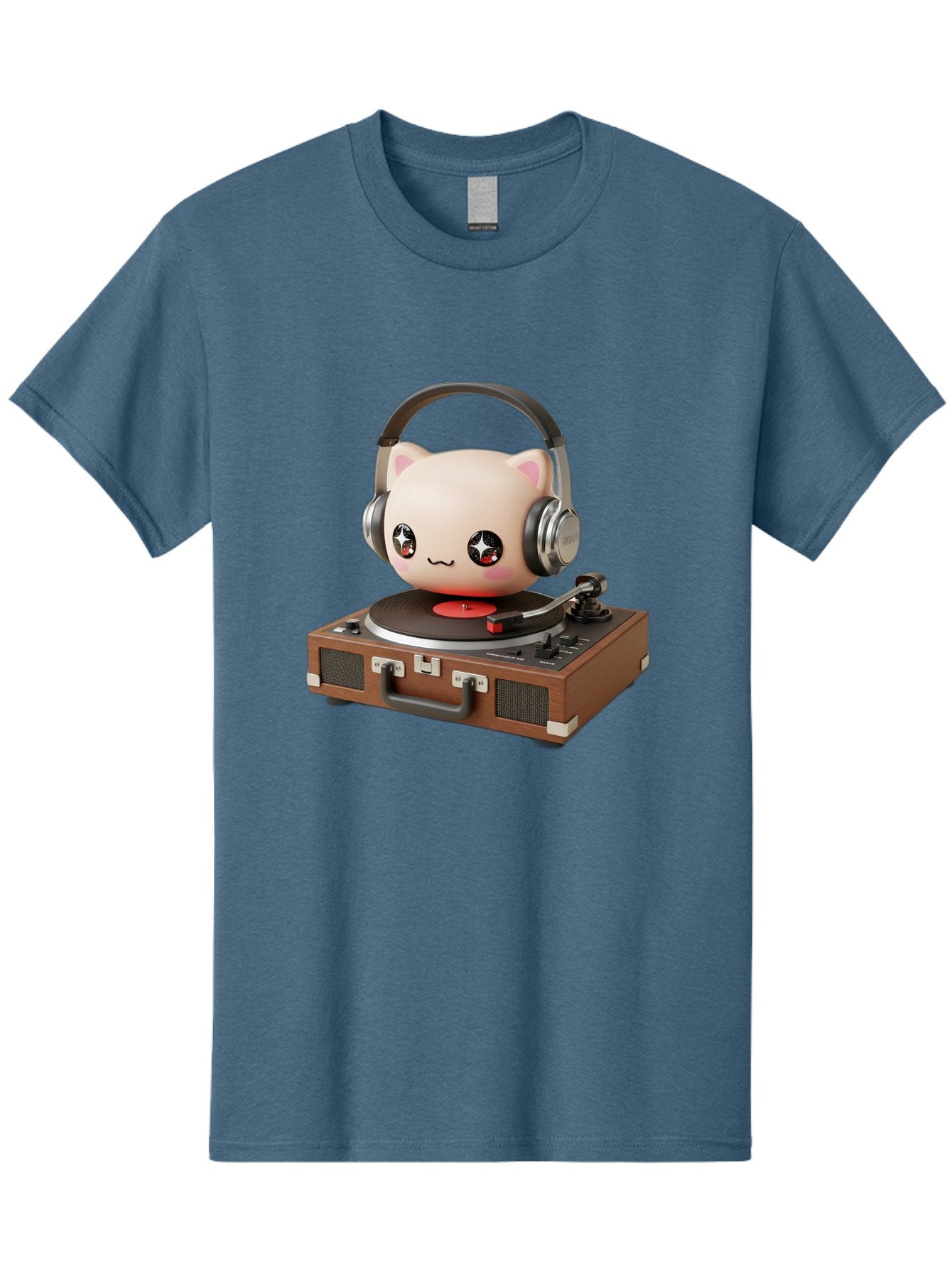 Cat-Headphones-Dj Men'S Graphic Tee, 100% Cotton, Comfortable Casual Summer Wear, Machine Washable, Cute Cat Head, Record Player, Vinyl Record, Headphones, Music Lover, Dj Cat, Retro Style, Nostalgic Vibe, Kawaii Culture, Cartoon Character Bac800 13