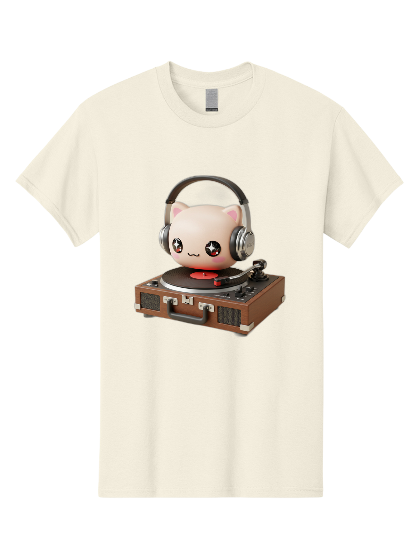 Cat-Headphones-Dj Men'S Graphic Tee, 100% Cotton, Comfortable Casual Summer Wear, Machine Washable, Cute Cat Head, Record Player, Vinyl Record, Headphones, Music Lover, Dj Cat, Retro Style, Nostalgic Vibe, Kawaii Culture, Cartoon Character Bac800 14