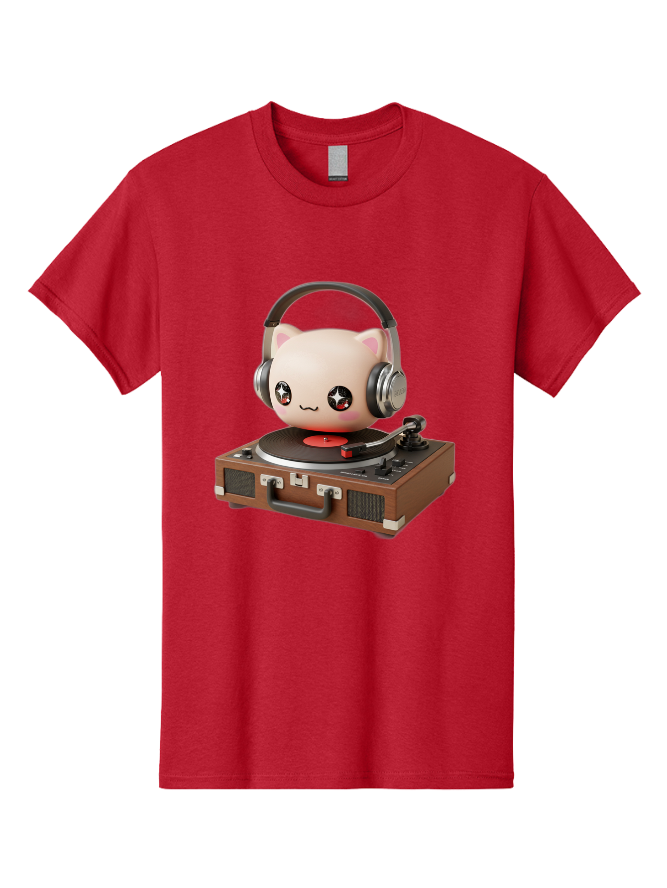 Cat-Headphones-Dj Men'S Graphic Tee, 100% Cotton, Comfortable Casual Summer Wear, Machine Washable, Cute Cat Head, Record Player, Vinyl Record, Headphones, Music Lover, Dj Cat, Retro Style, Nostalgic Vibe, Kawaii Culture, Cartoon Character Bac800 10