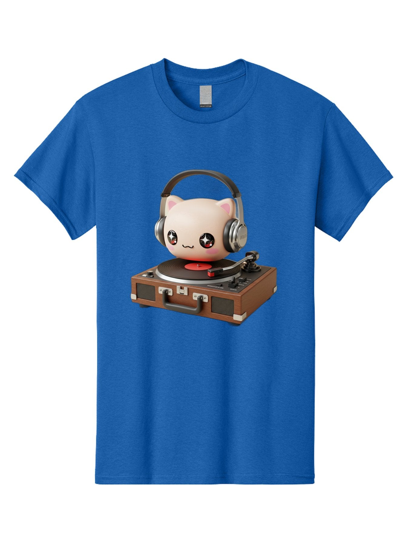 Cat-Headphones-Dj Men'S Graphic Tee, 100% Cotton, Comfortable Casual Summer Wear, Machine Washable, Cute Cat Head, Record Player, Vinyl Record, Headphones, Music Lover, Dj Cat, Retro Style, Nostalgic Vibe, Kawaii Culture, Cartoon Character Bac800 11
