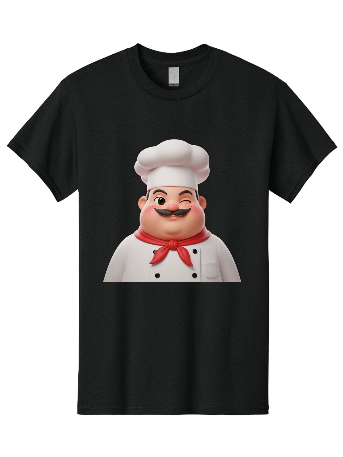 Chef-1 Men'S Graphic Tee, 100% Cotton, Comfortable Casual Summer Wear, Machine Washable, Cartoon Chef, White Hat, Red Neckerchief, Black Moustache, Smiling Face, Chef'S Uniform, Culinary Arts, Kitchen Staff, Friendly Demeanor Bac804 12
