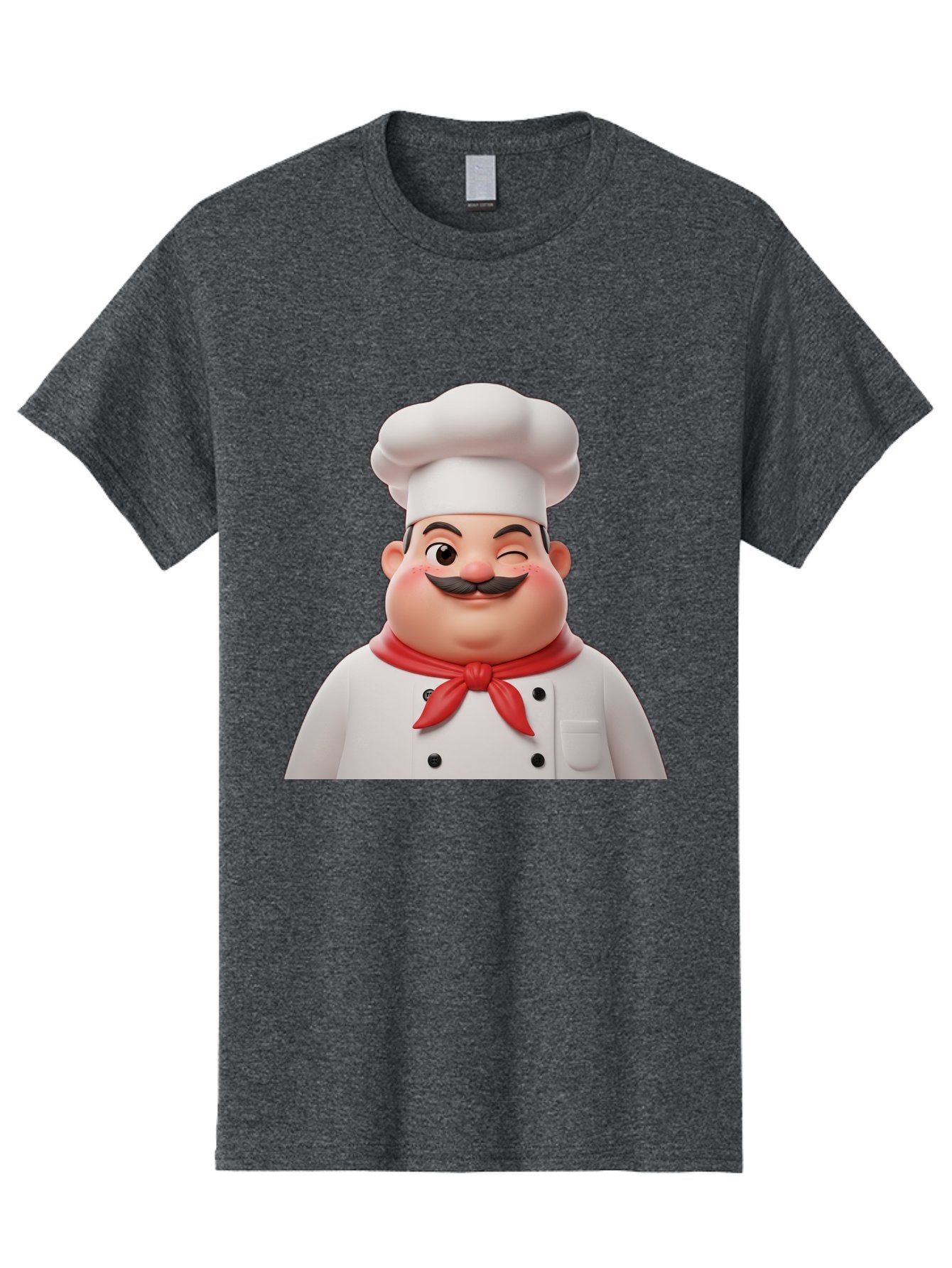 Chef-1 Men'S Graphic Tee, 100% Cotton, Comfortable Casual Summer Wear, Machine Washable, Cartoon Chef, White Hat, Red Neckerchief, Black Moustache, Smiling Face, Chef'S Uniform, Culinary Arts, Kitchen Staff, Friendly Demeanor Bac804 11