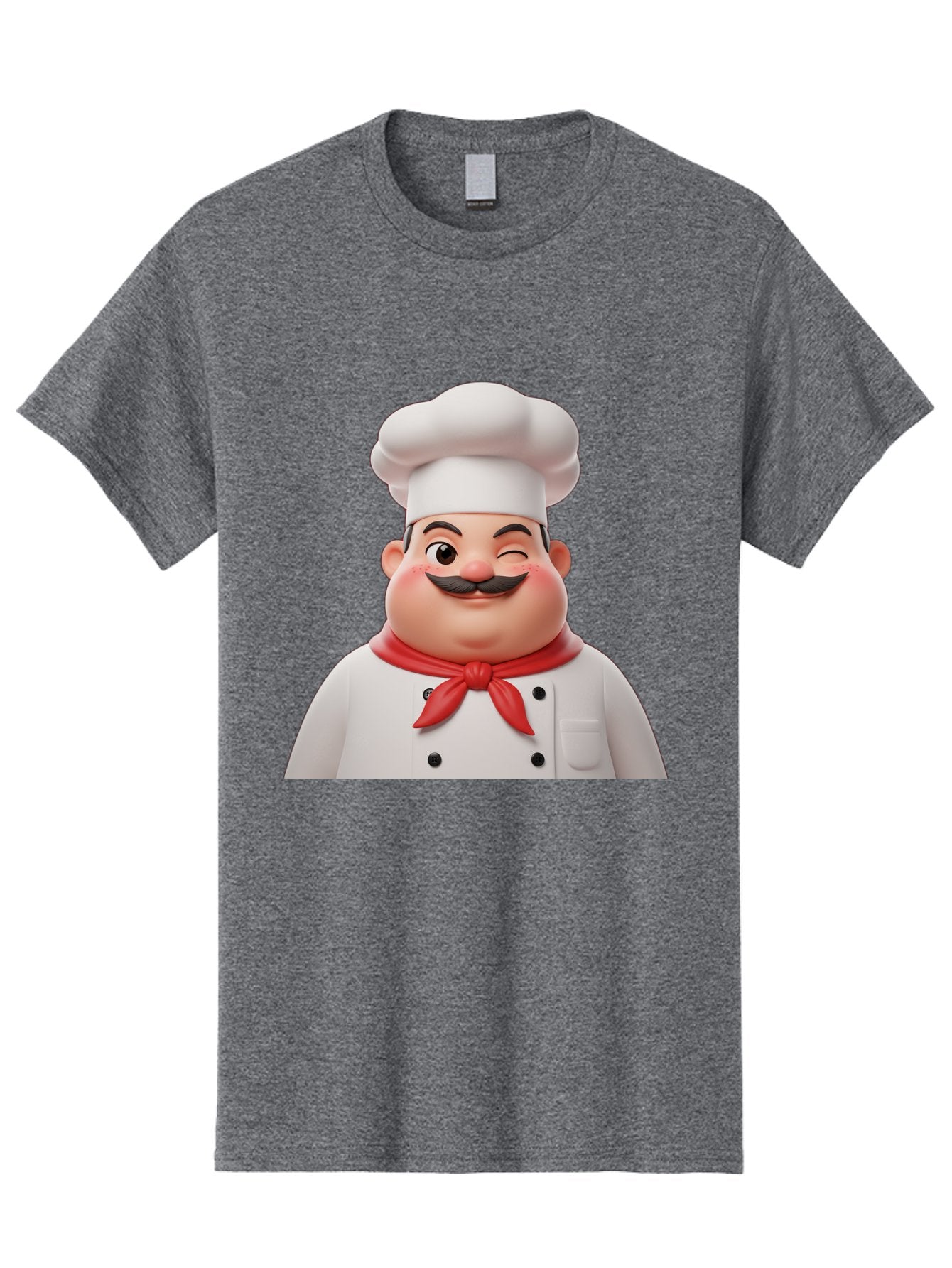 Chef-1 Men'S Graphic Tee, 100% Cotton, Comfortable Casual Summer Wear, Machine Washable, Cartoon Chef, White Hat, Red Neckerchief, Black Moustache, Smiling Face, Chef'S Uniform, Culinary Arts, Kitchen Staff, Friendly Demeanor Bac804 15