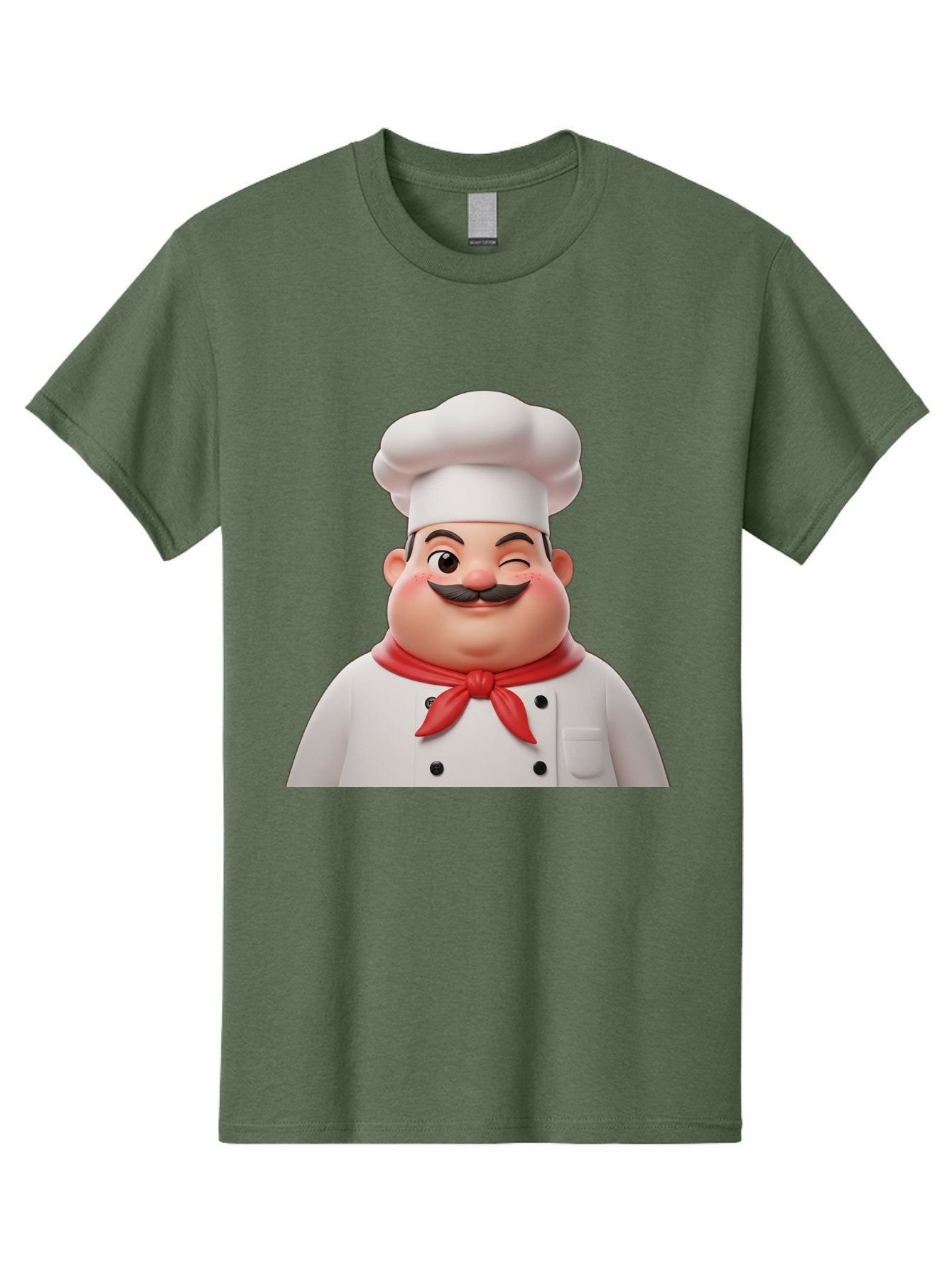 Chef-1 Men'S Graphic Tee, 100% Cotton, Comfortable Casual Summer Wear, Machine Washable, Cartoon Chef, White Hat, Red Neckerchief, Black Moustache, Smiling Face, Chef'S Uniform, Culinary Arts, Kitchen Staff, Friendly Demeanor Bac804 5