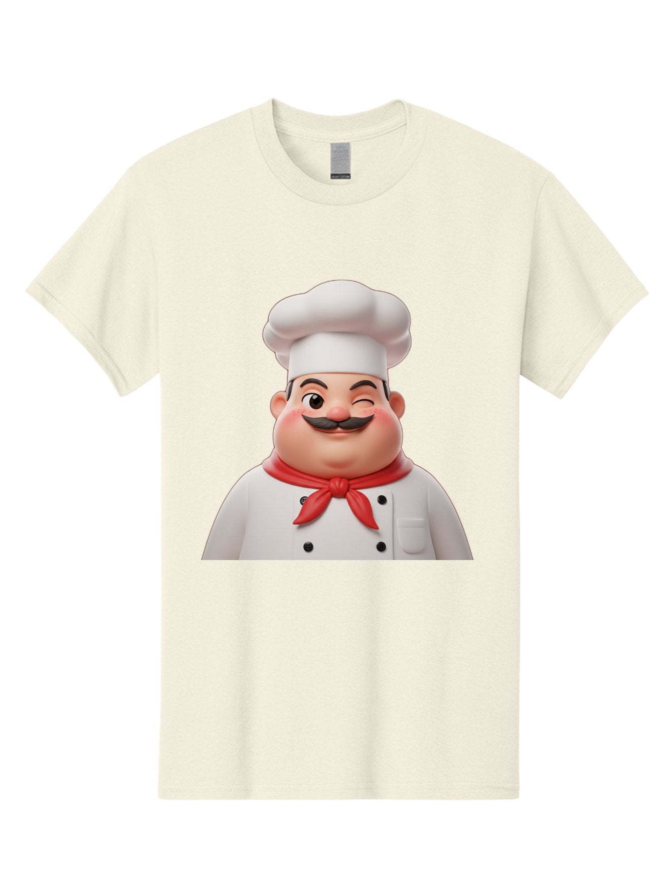 Chef-1 Men'S Graphic Tee, 100% Cotton, Comfortable Casual Summer Wear, Machine Washable, Cartoon Chef, White Hat, Red Neckerchief, Black Moustache, Smiling Face, Chef'S Uniform, Culinary Arts, Kitchen Staff, Friendly Demeanor Bac804 14