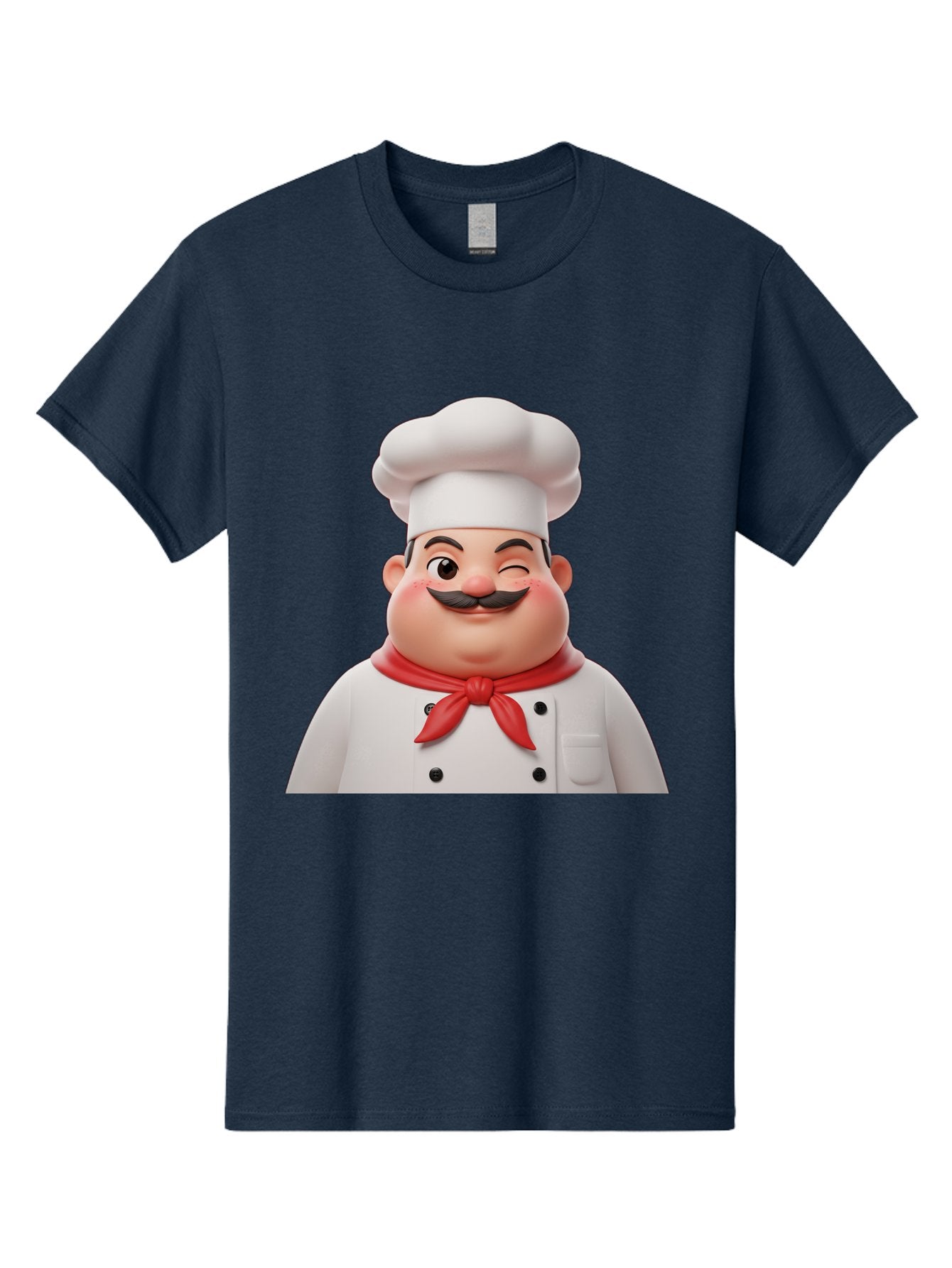 Chef-1 Men'S Graphic Tee, 100% Cotton, Comfortable Casual Summer Wear, Machine Washable, Cartoon Chef, White Hat, Red Neckerchief, Black Moustache, Smiling Face, Chef'S Uniform, Culinary Arts, Kitchen Staff, Friendly Demeanor Bac804 8