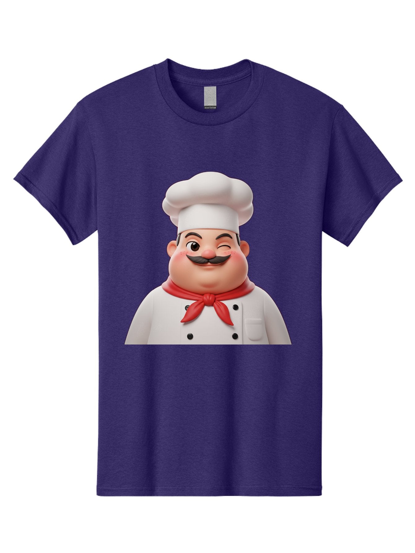 Chef-1 Men'S Graphic Tee, 100% Cotton, Comfortable Casual Summer Wear, Machine Washable, Cartoon Chef, White Hat, Red Neckerchief, Black Moustache, Smiling Face, Chef'S Uniform, Culinary Arts, Kitchen Staff, Friendly Demeanor Bac804 10