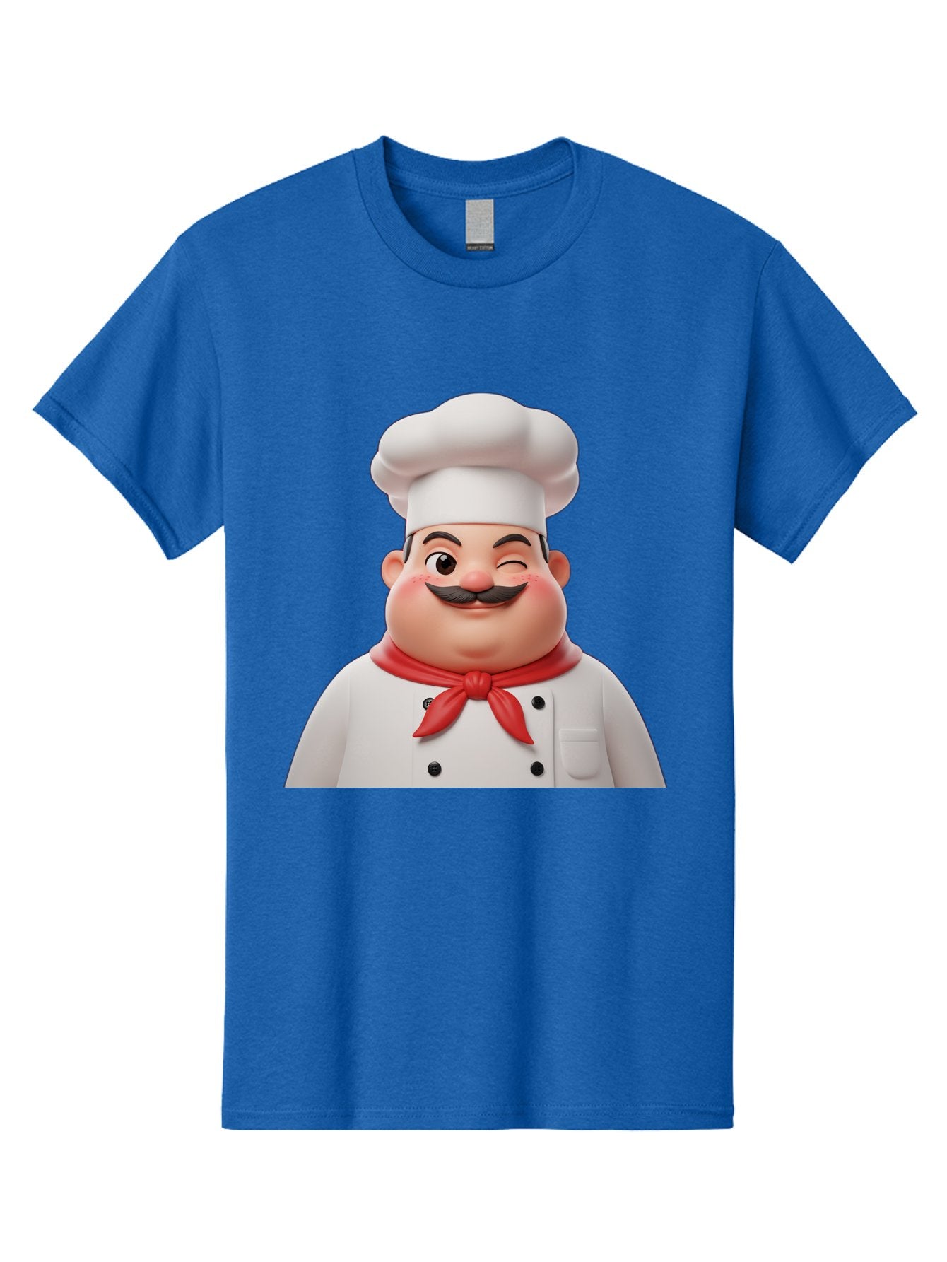 Chef-1 Men'S Graphic Tee, 100% Cotton, Comfortable Casual Summer Wear, Machine Washable, Cartoon Chef, White Hat, Red Neckerchief, Black Moustache, Smiling Face, Chef'S Uniform, Culinary Arts, Kitchen Staff, Friendly Demeanor Bac804 13