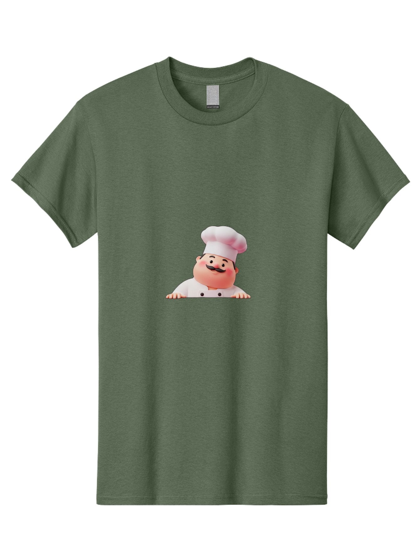 Chef-3 Men'S Graphic Tee, 100% Cotton, Comfortable Casual Summer Wear, Machine Washable, Cartoon Chef, 3D Character, White Uniform, Chef Hat, Mustache, Smiling Face, Restaurant Staff, Culinary Expert, Kitchen Staff Bac806
