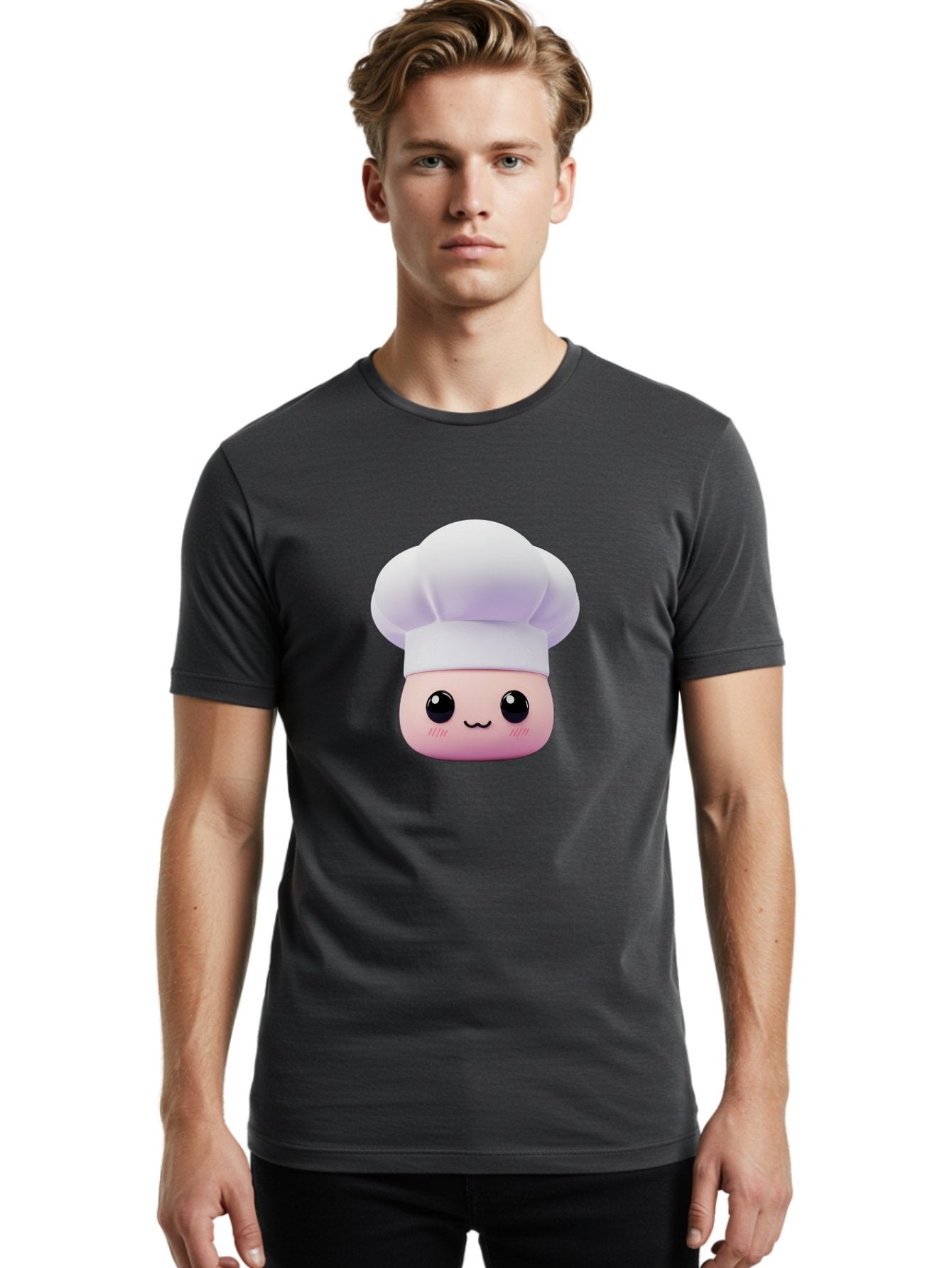 Chef-4 Men'S Graphic Tee, 100% Cotton, Comfortable Casual Summer Wear, Machine Washable, Cartoon Chef Character, Chef Hat, Cute Face, Cooking Theme, Kawaii Style, Chef Illustration, Culinary Art, Chef Mascot Bac807 17
