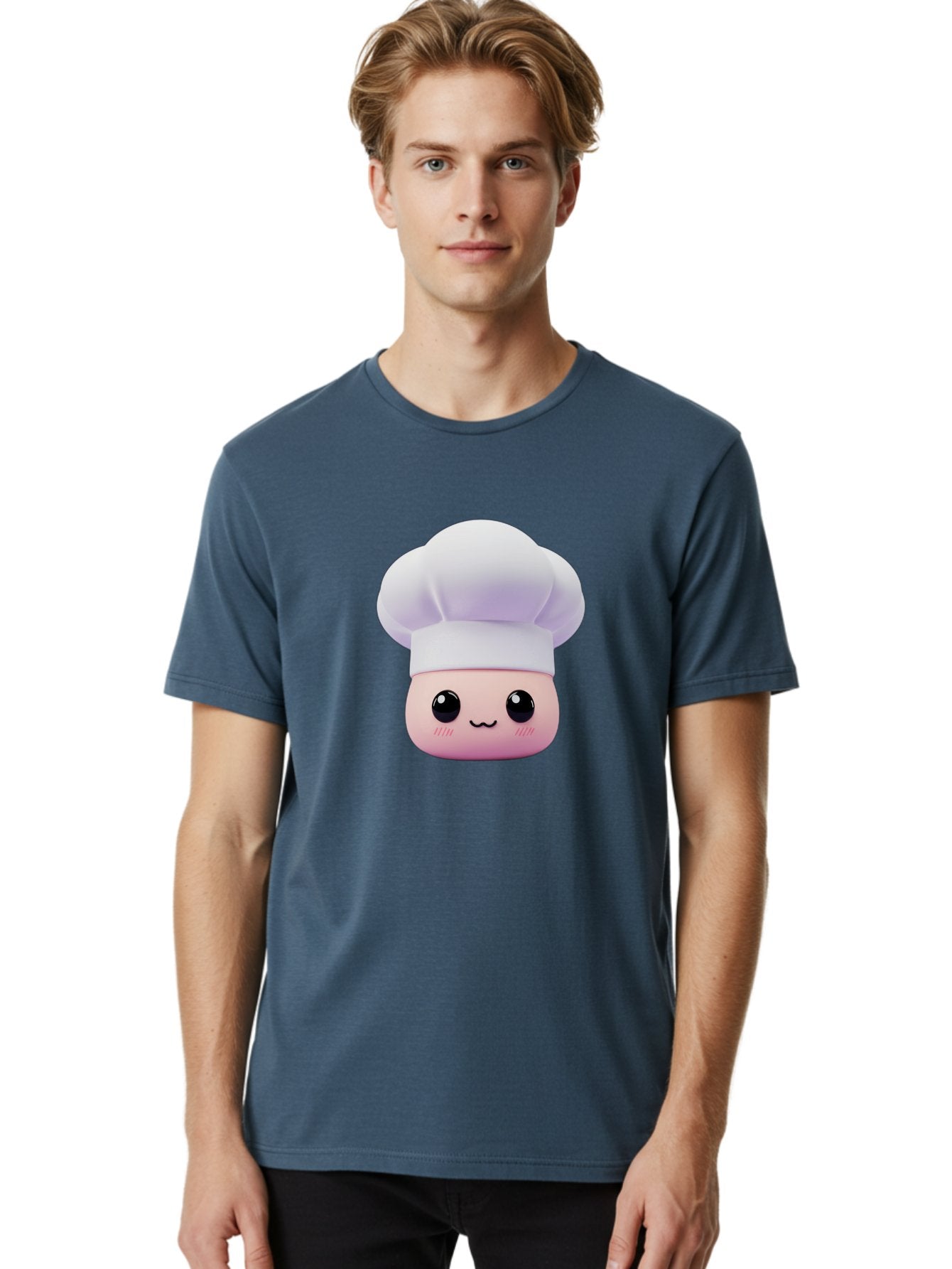 Chef-4 Men'S Graphic Tee, 100% Cotton, Comfortable Casual Summer Wear, Machine Washable, Cartoon Chef Character, Chef Hat, Cute Face, Cooking Theme, Kawaii Style, Chef Illustration, Culinary Art, Chef Mascot Bac807 21