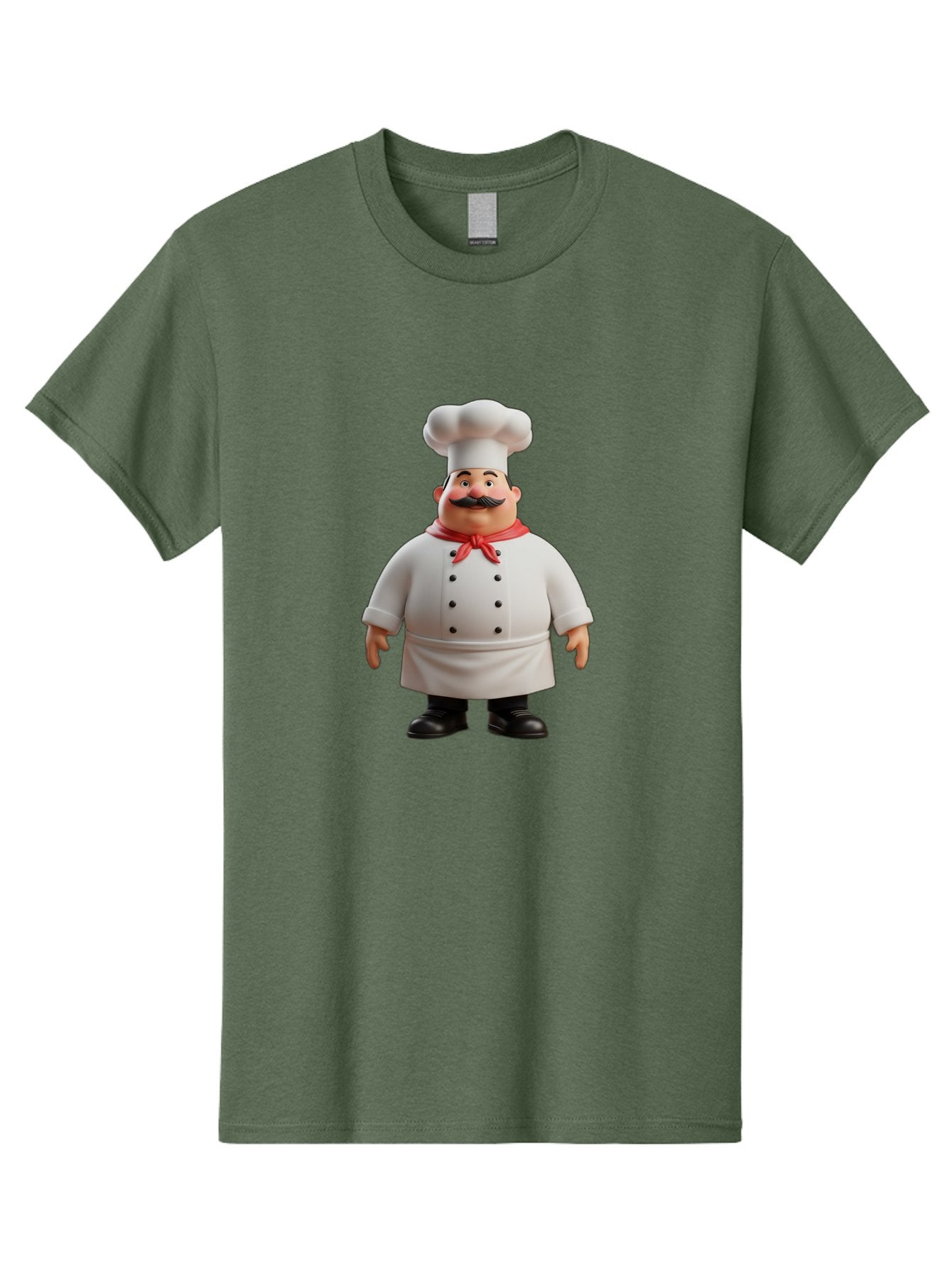 Chef-Character-1 Men'S Graphic Tee, 100% Cotton, Comfortable Casual Summer Wear, Machine Washable, 3D Cartoon Chef, Chef Character, Chef Illustration, Culinary Expert, Kitchen Staff, Cooking Professional, Chef Attire, White Coat, Bac810