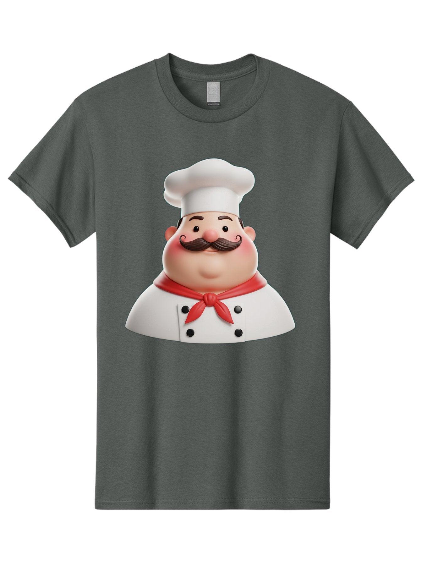 Chef-Character-2 Men'S Graphic Tee, 100% Cotton, Comfortable Casual Summer Wear, Machine Washable, Cartoon Chef, White Hat, Red Scarf, Mustache, Chef Character, Kitchen Staff, Cooking Illustration, Chef Illustration, Culinary Art, 3D Character Bac811 15