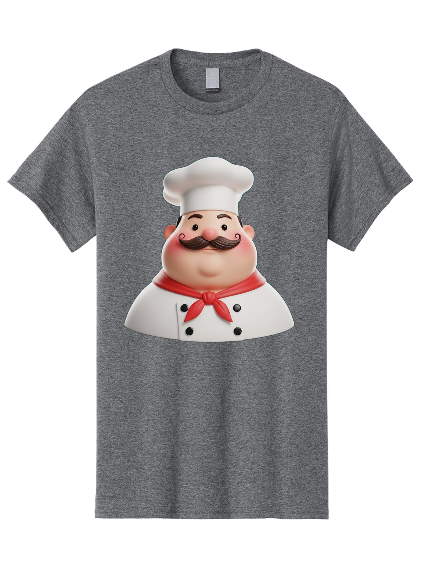 Chef-Character-2 Men'S Graphic Tee, 100% Cotton, Comfortable Casual Summer Wear, Machine Washable, Cartoon Chef, White Hat, Red Scarf, Mustache, Chef Character, Kitchen Staff, Cooking Illustration, Chef Illustration, Culinary Art, 3D Character Bac811 10