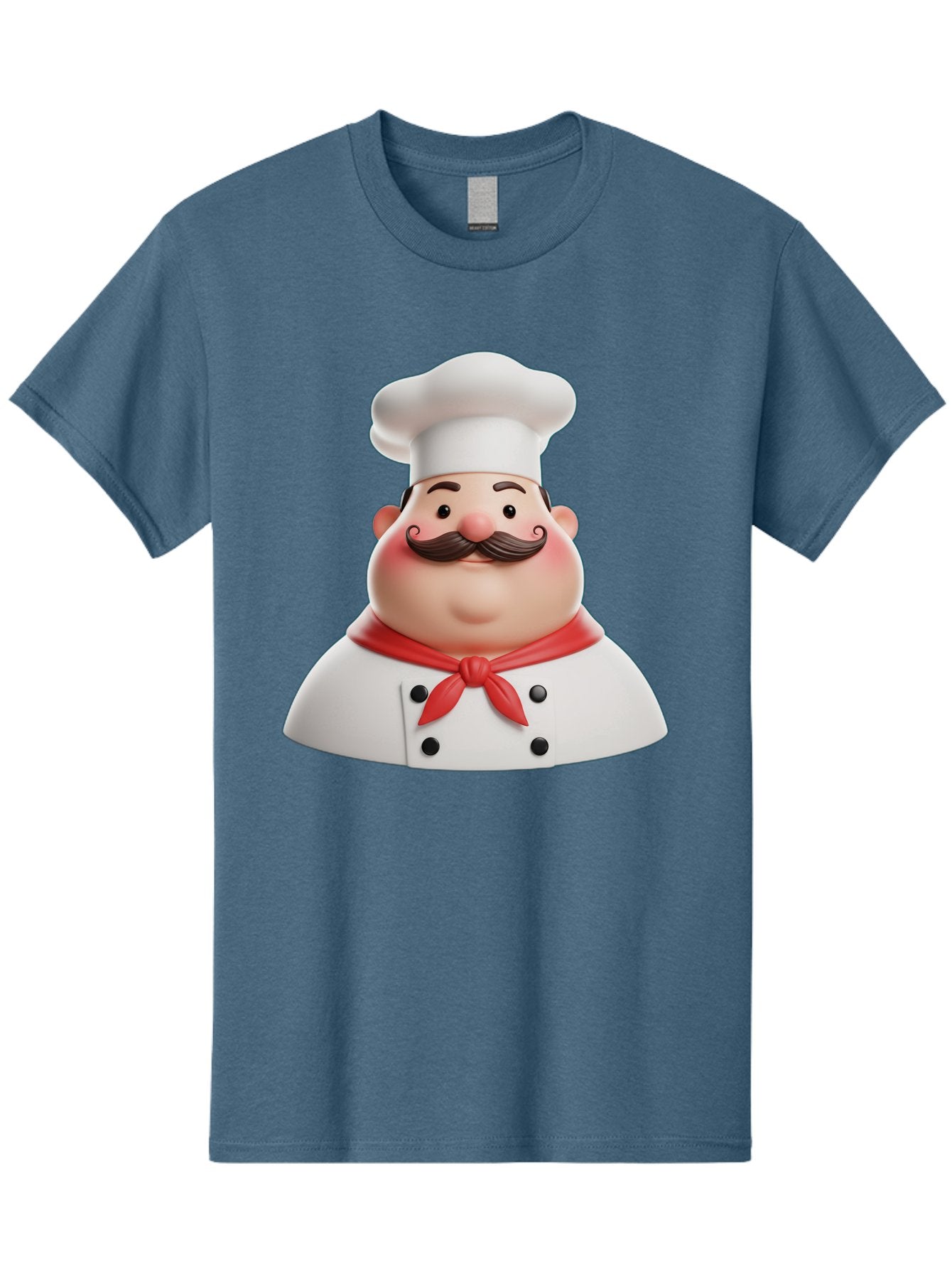 Chef-Character-2 Men'S Graphic Tee, 100% Cotton, Comfortable Casual Summer Wear, Machine Washable, Cartoon Chef, White Hat, Red Scarf, Mustache, Chef Character, Kitchen Staff, Cooking Illustration, Chef Illustration, Culinary Art, 3D Character Bac811 8