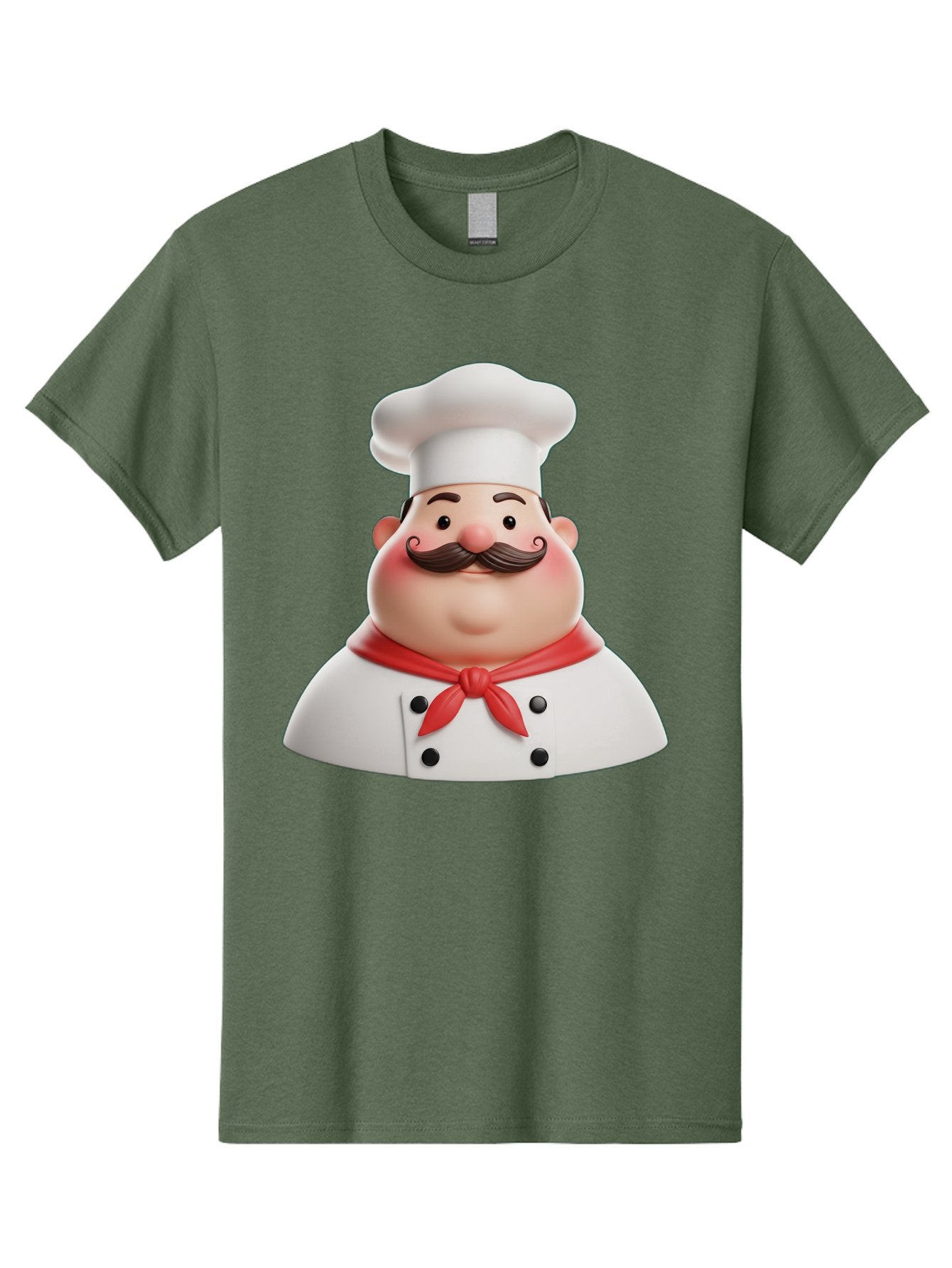 Chef-Character-2 Men'S Graphic Tee, 100% Cotton, Comfortable Casual Summer Wear, Machine Washable, Cartoon Chef, White Hat, Red Scarf, Mustache, Chef Character, Kitchen Staff, Cooking Illustration, Chef Illustration, Culinary Art, 3D Character Bac811 14