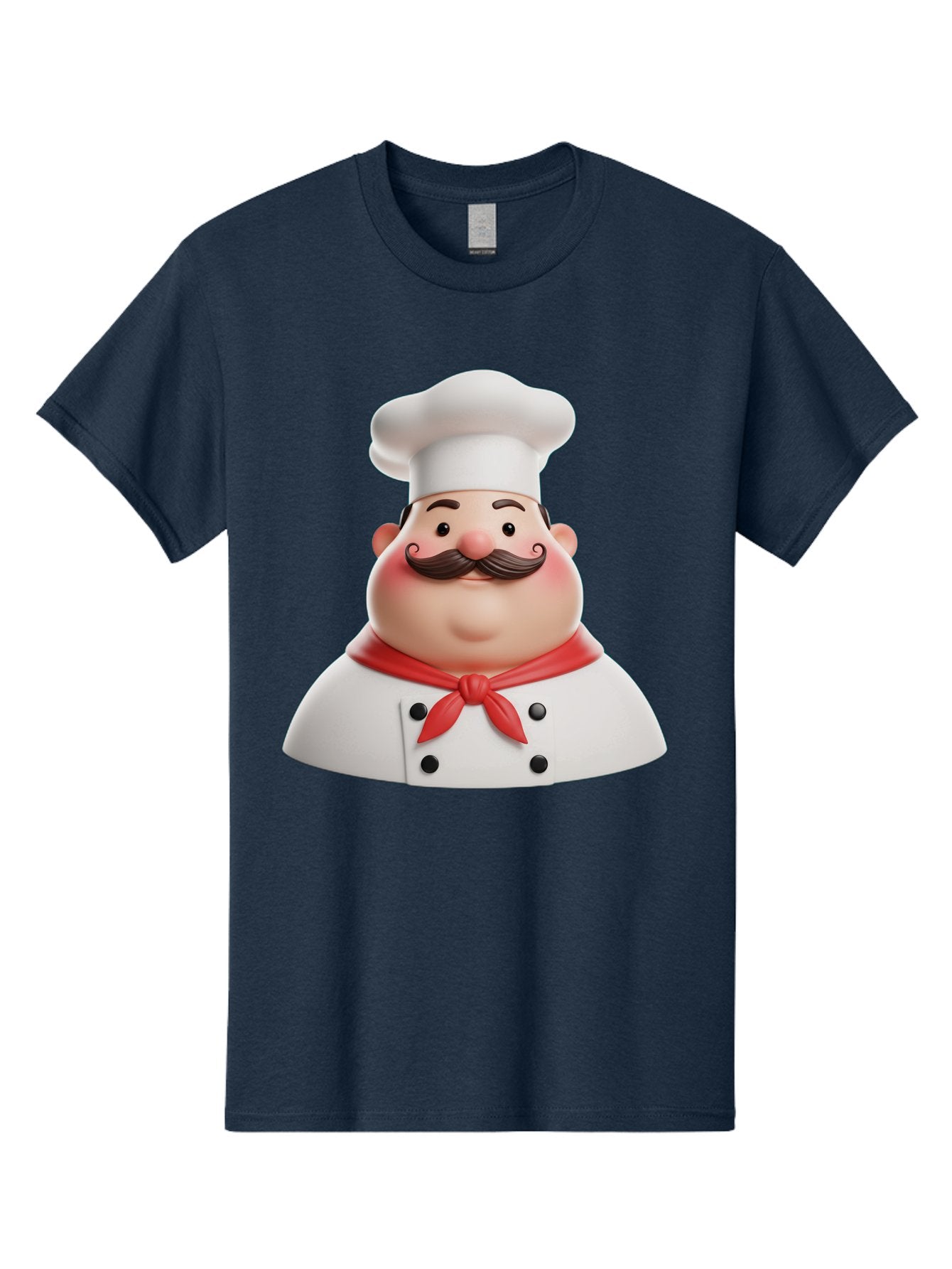 Chef-Character-2 Men'S Graphic Tee, 100% Cotton, Comfortable Casual Summer Wear, Machine Washable, Cartoon Chef, White Hat, Red Scarf, Mustache, Chef Character, Kitchen Staff, Cooking Illustration, Chef Illustration, Culinary Art, 3D Character Bac811 12