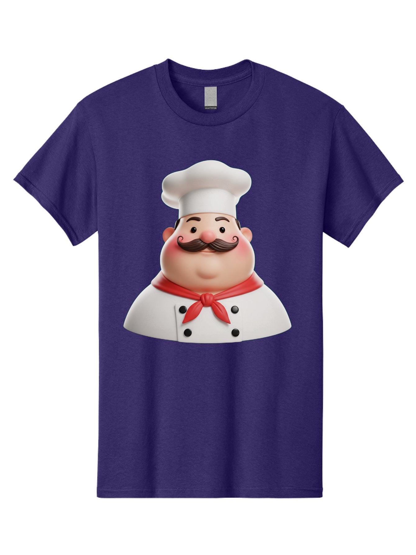 Chef-Character-2 Men'S Graphic Tee, 100% Cotton, Comfortable Casual Summer Wear, Machine Washable, Cartoon Chef, White Hat, Red Scarf, Mustache, Chef Character, Kitchen Staff, Cooking Illustration, Chef Illustration, Culinary Art, 3D Character Bac811 13
