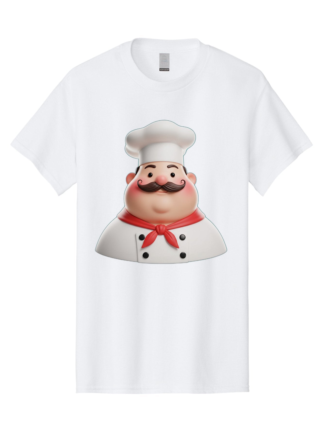 Chef-Character-2 Men'S Graphic Tee, 100% Cotton, Comfortable Casual Summer Wear, Machine Washable, Cartoon Chef, White Hat, Red Scarf, Mustache, Chef Character, Kitchen Staff, Cooking Illustration, Chef Illustration, Culinary Art, 3D Character Bac811 7