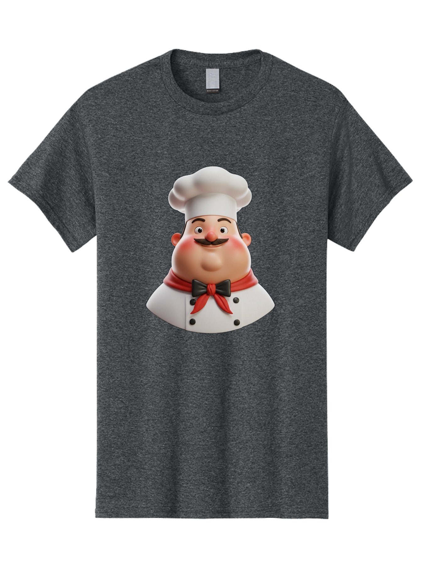 Chef-Character-3 Men'S Graphic Tee, 100% Cotton, Comfortable Casual Summer Wear, Machine Washable, Cartoon Chef, 3D Character, Chef Hat, Chef Coat, Red Scarf, Black Bow Tie, Mustache, Cooking, Culinary, Chef Illustration, Kitchen Character Bac812 11