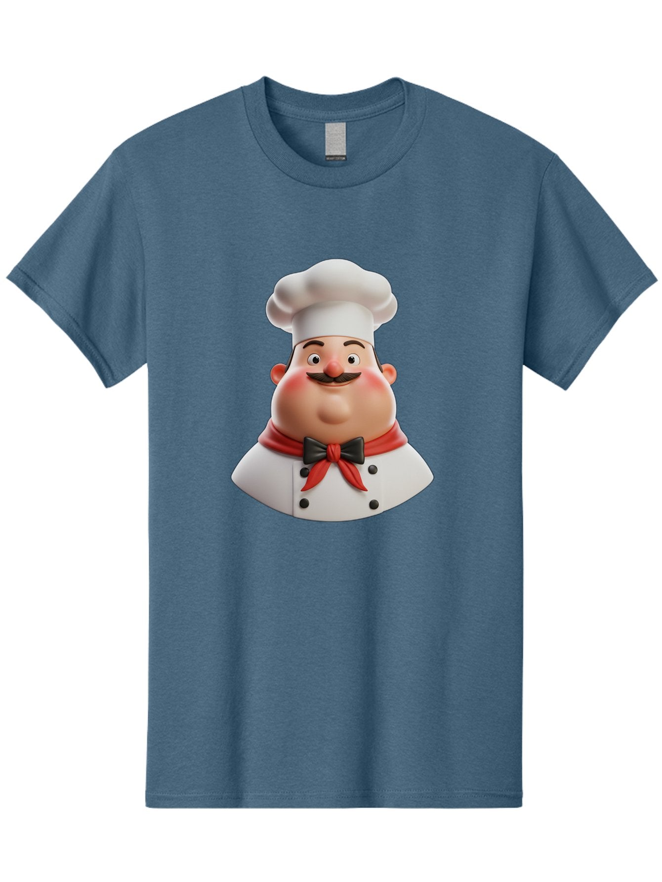 Chef-Character-3 Men'S Graphic Tee, 100% Cotton, Comfortable Casual Summer Wear, Machine Washable, Cartoon Chef, 3D Character, Chef Hat, Chef Coat, Red Scarf, Black Bow Tie, Mustache, Cooking, Culinary, Chef Illustration, Kitchen Character Bac812 8