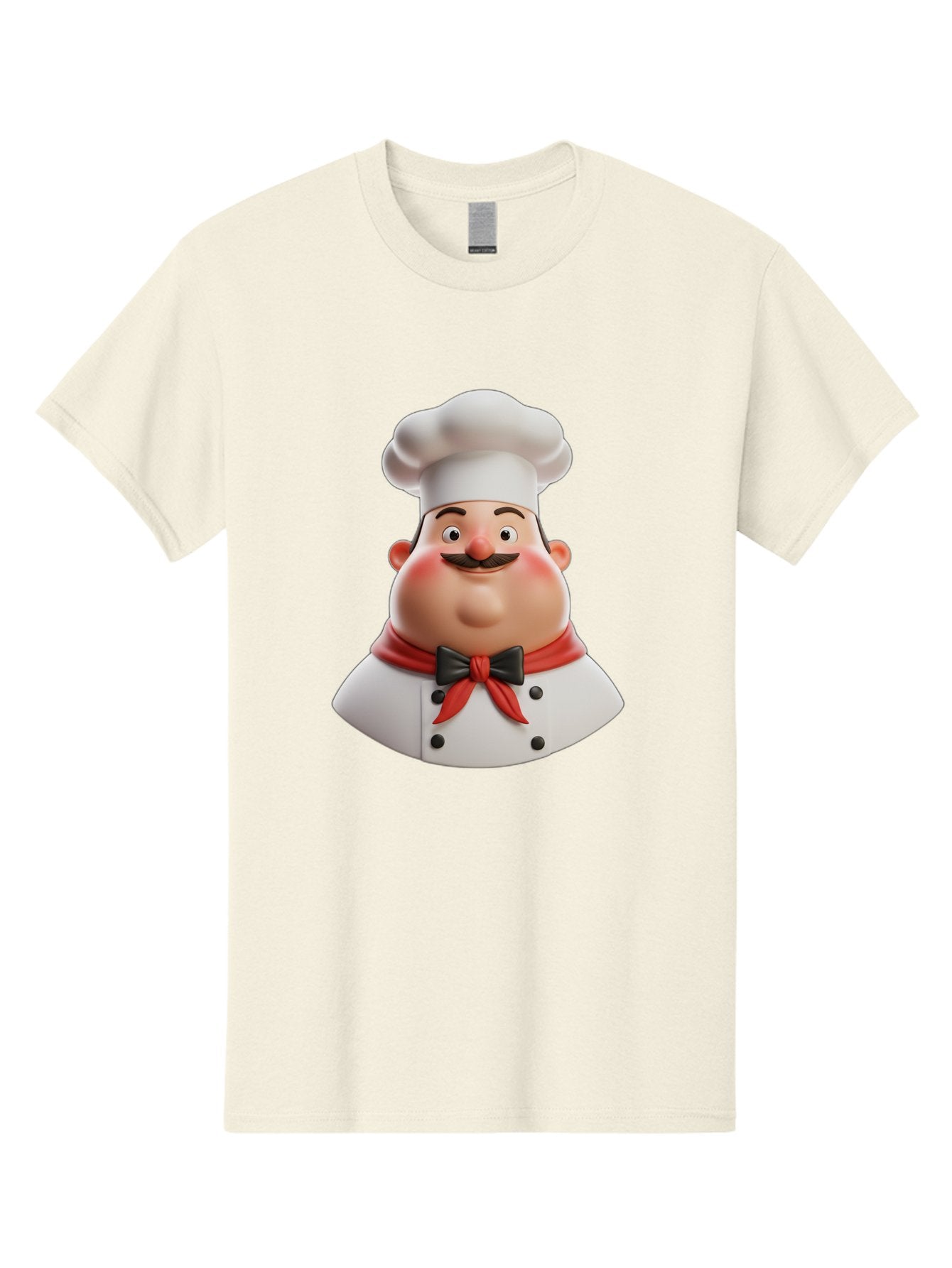 Chef-Character-3 Men'S Graphic Tee, 100% Cotton, Comfortable Casual Summer Wear, Machine Washable, Cartoon Chef, 3D Character, Chef Hat, Chef Coat, Red Scarf, Black Bow Tie, Mustache, Cooking, Culinary, Chef Illustration, Kitchen Character Bac812 9