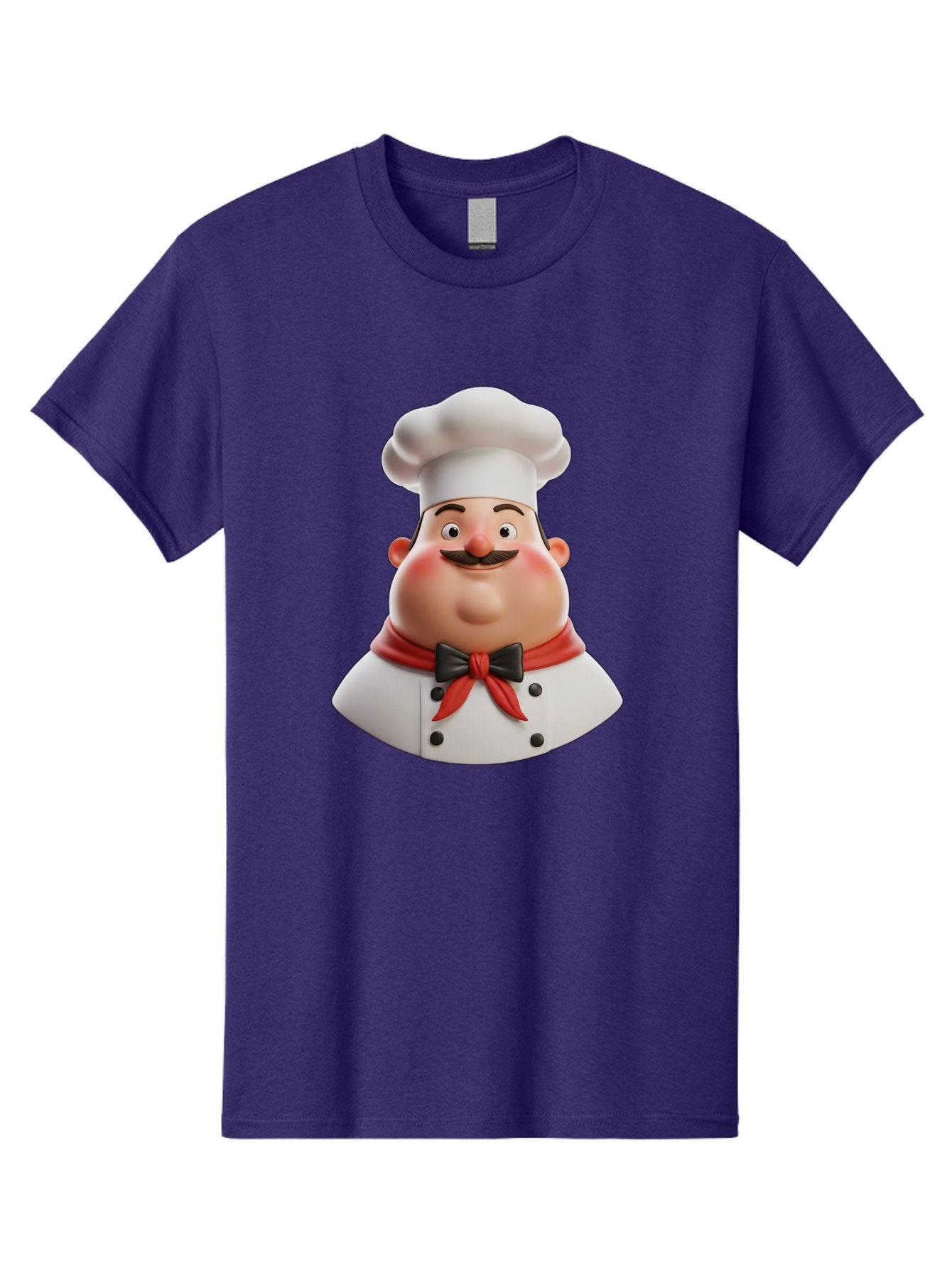 Chef-Character-3 Men'S Graphic Tee, 100% Cotton, Comfortable Casual Summer Wear, Machine Washable, Cartoon Chef, 3D Character, Chef Hat, Chef Coat, Red Scarf, Black Bow Tie, Mustache, Cooking, Culinary, Chef Illustration, Kitchen Character Bac812 10