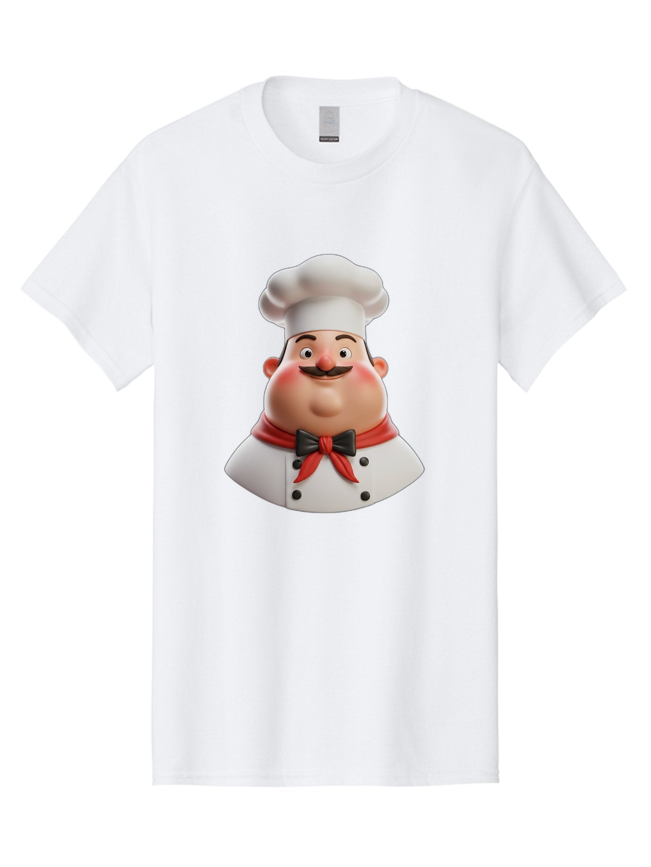 Chef-Character-3 Men'S Graphic Tee, 100% Cotton, Comfortable Casual Summer Wear, Machine Washable, Cartoon Chef, 3D Character, Chef Hat, Chef Coat, Red Scarf, Black Bow Tie, Mustache, Cooking, Culinary, Chef Illustration, Kitchen Character Bac812 7