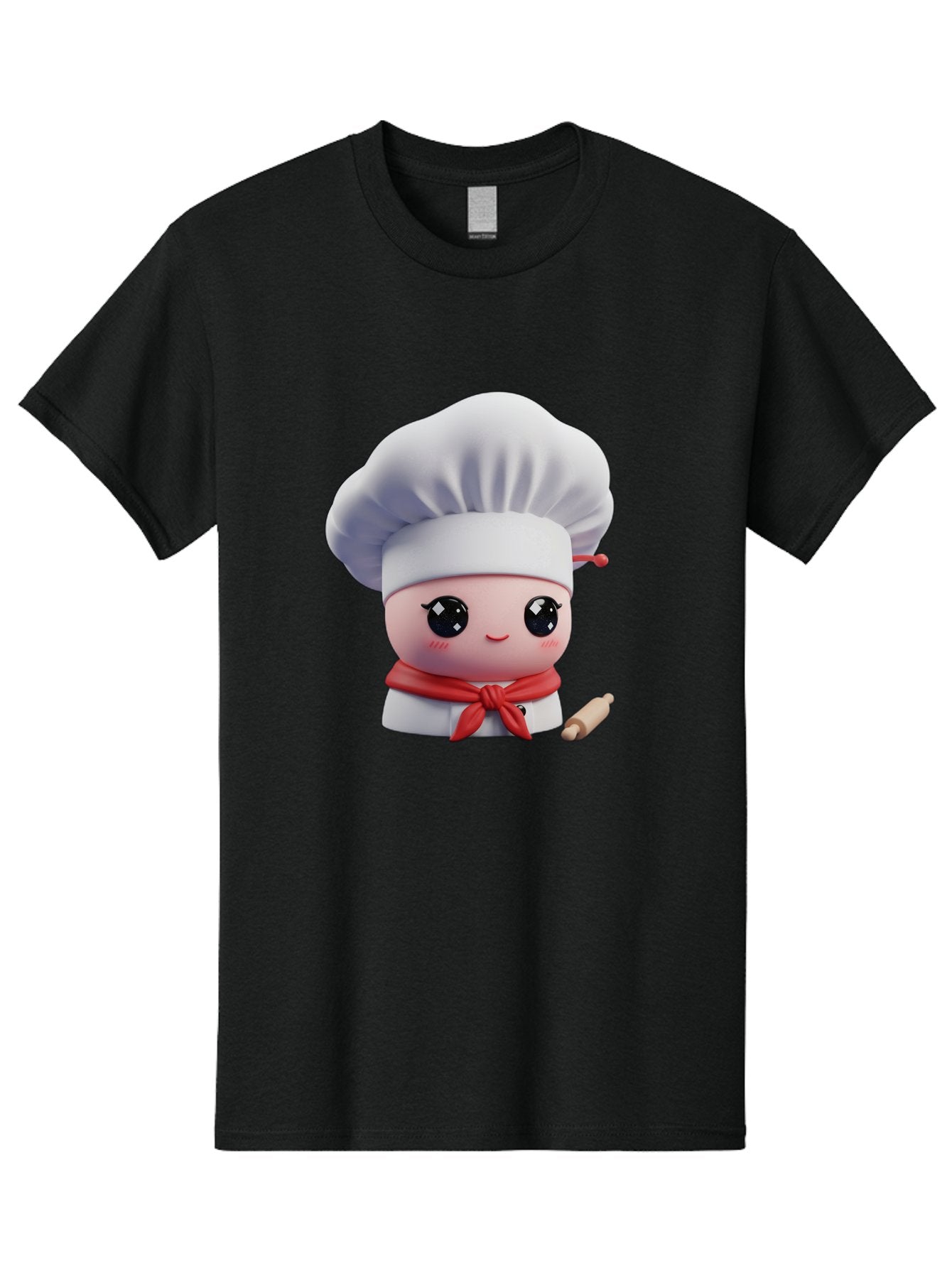 Chef-Character-4 Men'S Graphic Tee, 100% Cotton, Comfortable Casual Summer Wear, Machine Washable, Cartoon Chef Character, Cute Chef Illustration, Chef Hat, Red Scarf, White Uniform, Cooking Utensils, Kitchen Theme, Adorable Chef, Pastry Chef, Bac813 15