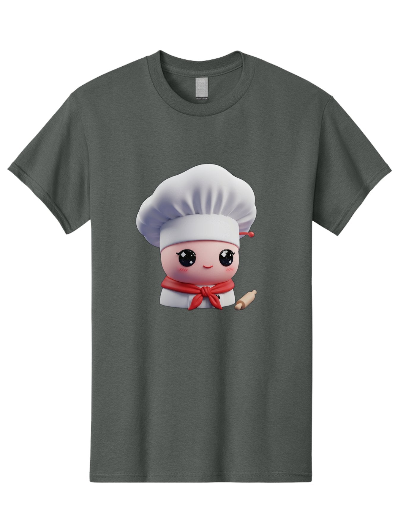 Chef-Character-4 Men'S Graphic Tee, 100% Cotton, Comfortable Casual Summer Wear, Machine Washable, Cartoon Chef Character, Cute Chef Illustration, Chef Hat, Red Scarf, White Uniform, Cooking Utensils, Kitchen Theme, Adorable Chef, Pastry Chef, Bac813 14