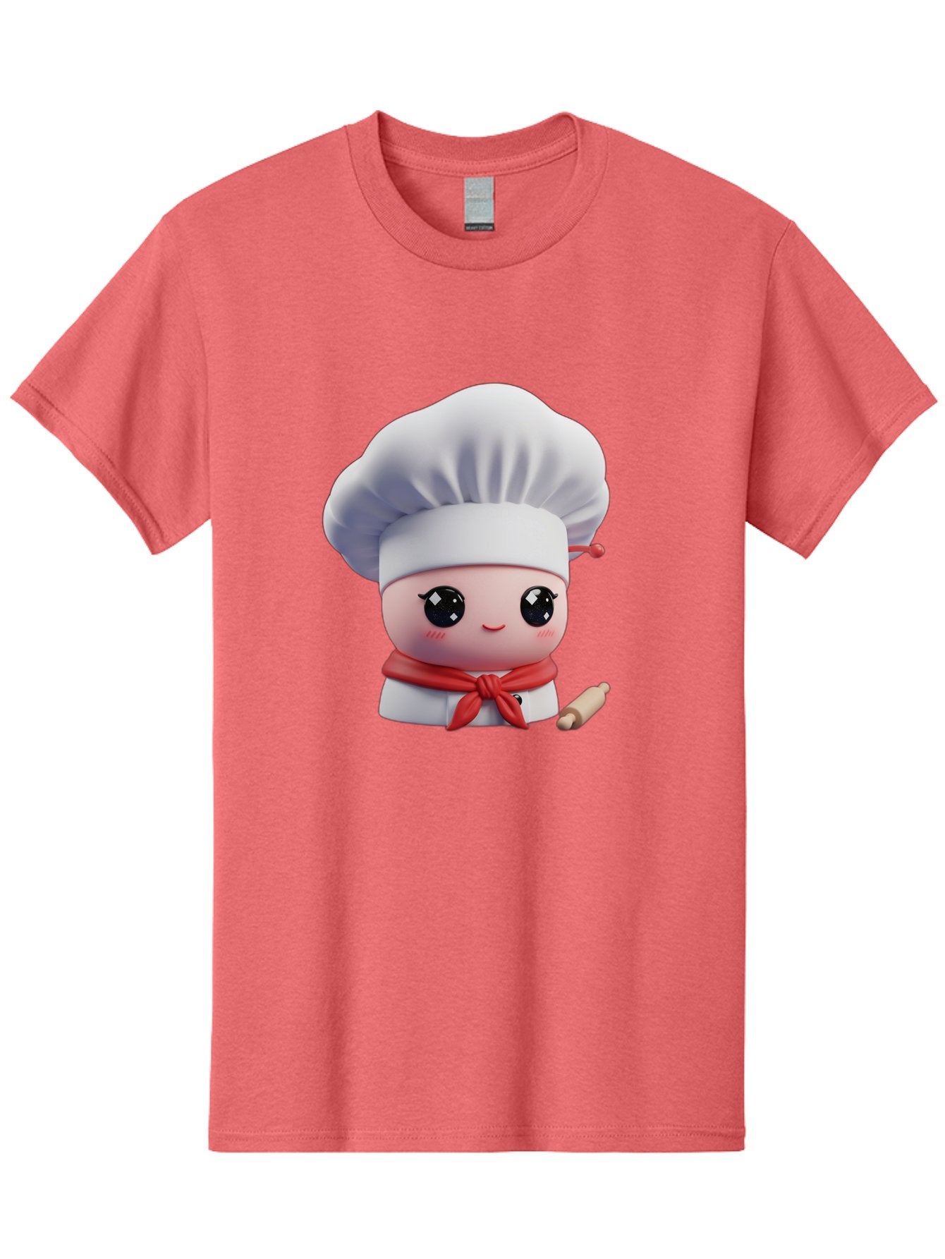 Chef-Character-4 Men'S Graphic Tee, 100% Cotton, Comfortable Casual Summer Wear, Machine Washable, Cartoon Chef Character, Cute Chef Illustration, Chef Hat, Red Scarf, White Uniform, Cooking Utensils, Kitchen Theme, Adorable Chef, Pastry Chef, Bac813 6