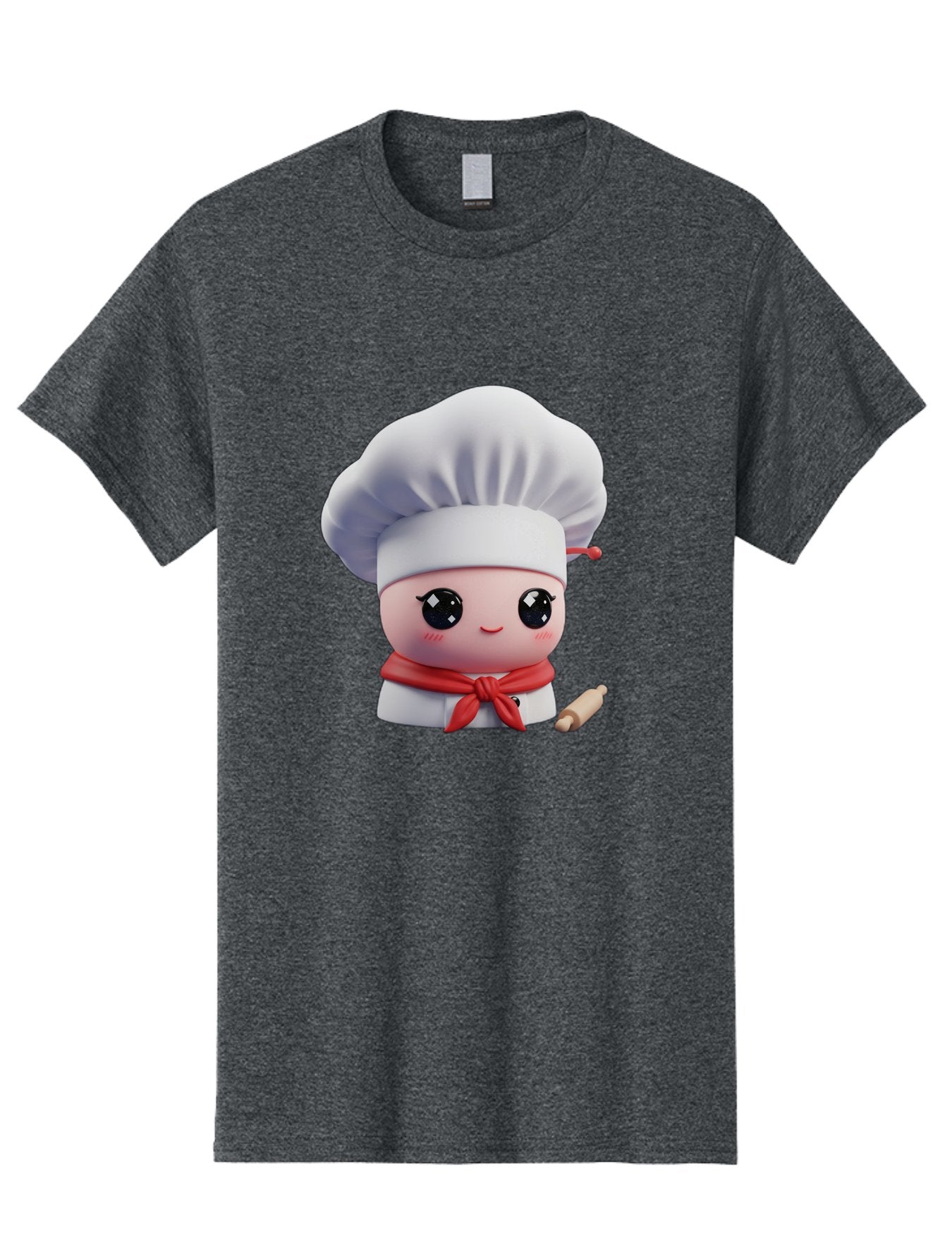 Chef-Character-4 Men'S Graphic Tee, 100% Cotton, Comfortable Casual Summer Wear, Machine Washable, Cartoon Chef Character, Cute Chef Illustration, Chef Hat, Red Scarf, White Uniform, Cooking Utensils, Kitchen Theme, Adorable Chef, Pastry Chef, Bac813