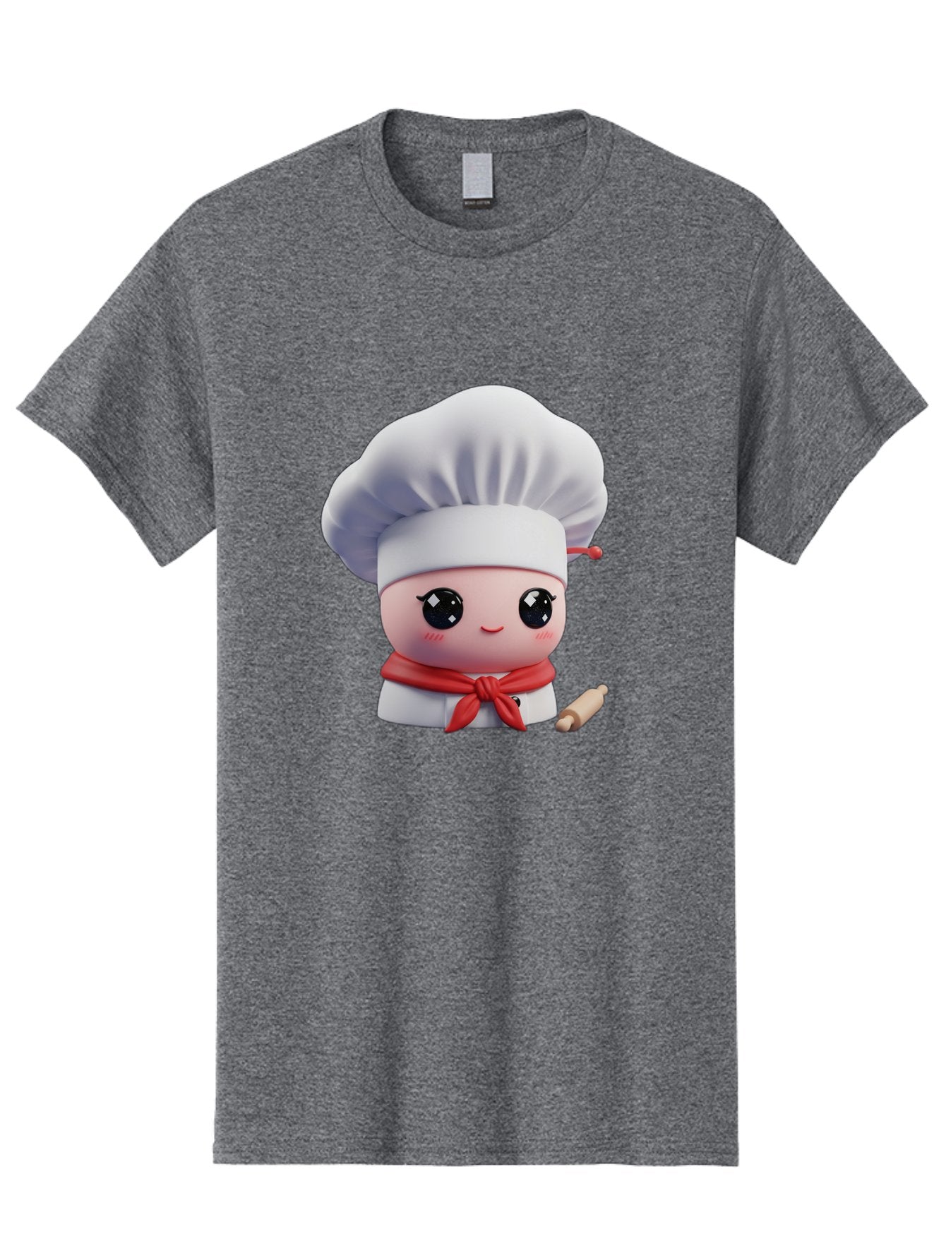 Chef-Character-4 Men'S Graphic Tee, 100% Cotton, Comfortable Casual Summer Wear, Machine Washable, Cartoon Chef Character, Cute Chef Illustration, Chef Hat, Red Scarf, White Uniform, Cooking Utensils, Kitchen Theme, Adorable Chef, Pastry Chef, Bac813 8