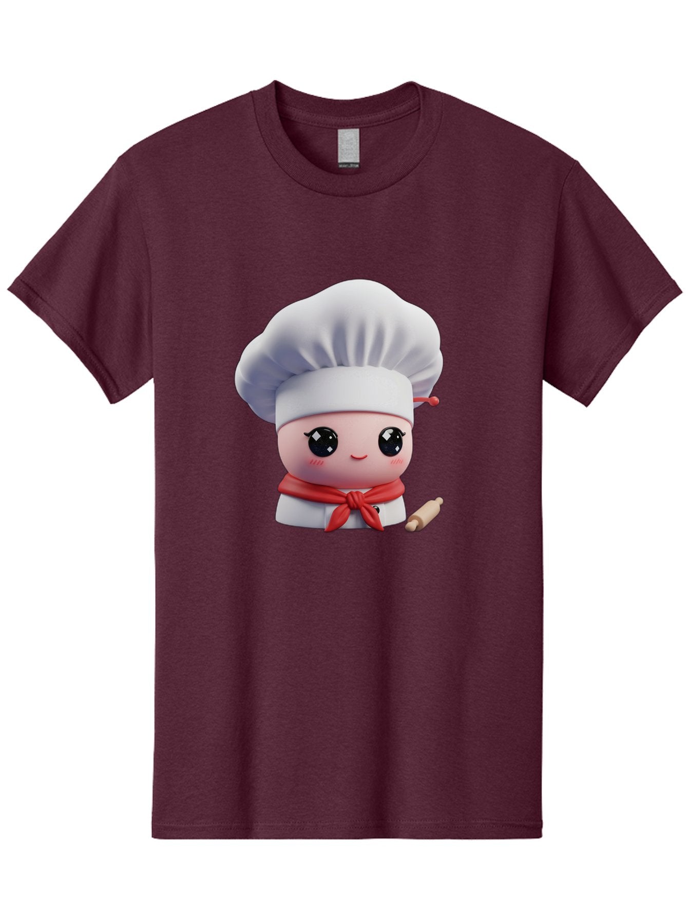 Chef-Character-4 Men'S Graphic Tee, 100% Cotton, Comfortable Casual Summer Wear, Machine Washable, Cartoon Chef Character, Cute Chef Illustration, Chef Hat, Red Scarf, White Uniform, Cooking Utensils, Kitchen Theme, Adorable Chef, Pastry Chef, Bac813 7