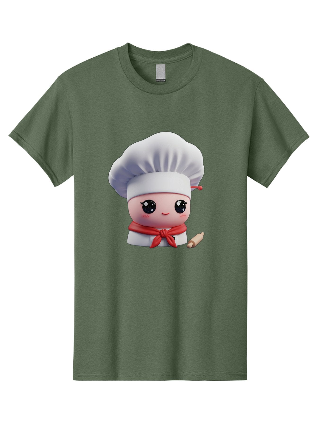 Chef-Character-4 Men'S Graphic Tee, 100% Cotton, Comfortable Casual Summer Wear, Machine Washable, Cartoon Chef Character, Cute Chef Illustration, Chef Hat, Red Scarf, White Uniform, Cooking Utensils, Kitchen Theme, Adorable Chef, Pastry Chef, Bac813 3